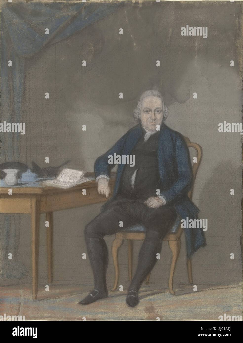 Portrait de Pieter van Lockhorst, assis à une table, rapporteur pour avis: Rienk Jelgerhuis, 8-juil-1796, papier, h 420 mm × l 320 mm Banque D'Images