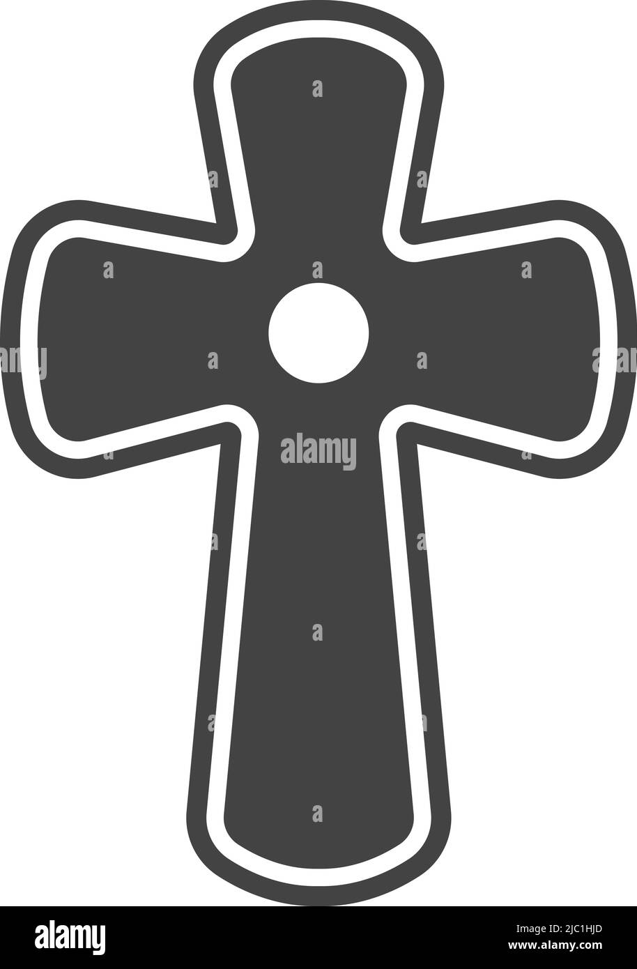 Symbole de puissance divine. Croix chrétienne icône noire Illustration de Vecteur