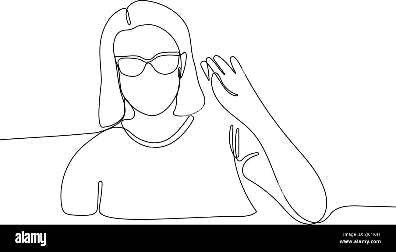 portrait vectoriel d'une femme sur une ligne avec des taches de couleur sur l'arrière-plan Illustration de Vecteur