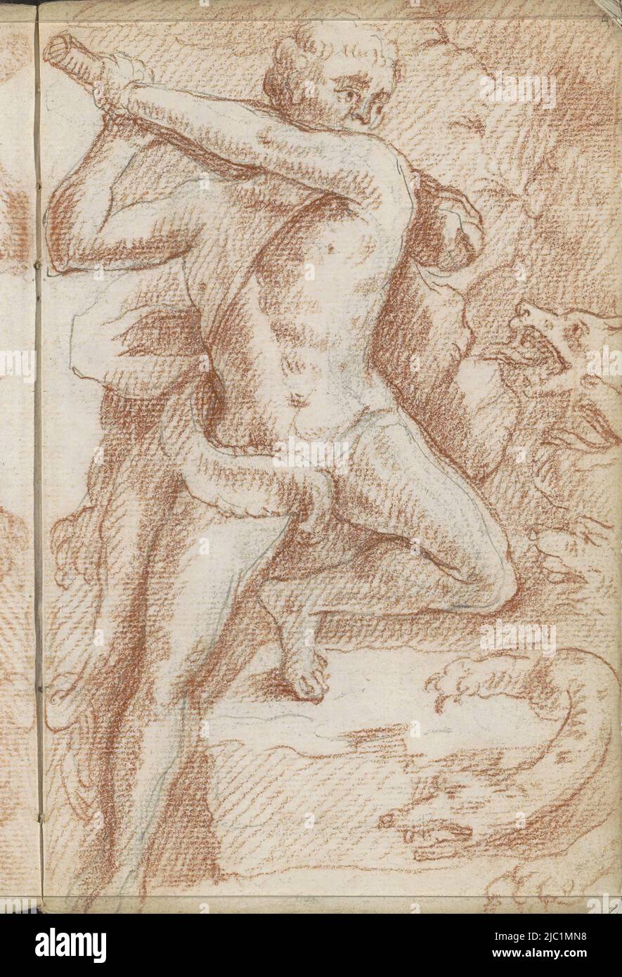 Feuille 4 recto d'un carnet de croquis de 105 feuilles, Hercules en bataille avec l'Hydra de Lerna, dessinateur: Petrus Johannes van Reysshoot, 1710 - 1772, papier Banque D'Images