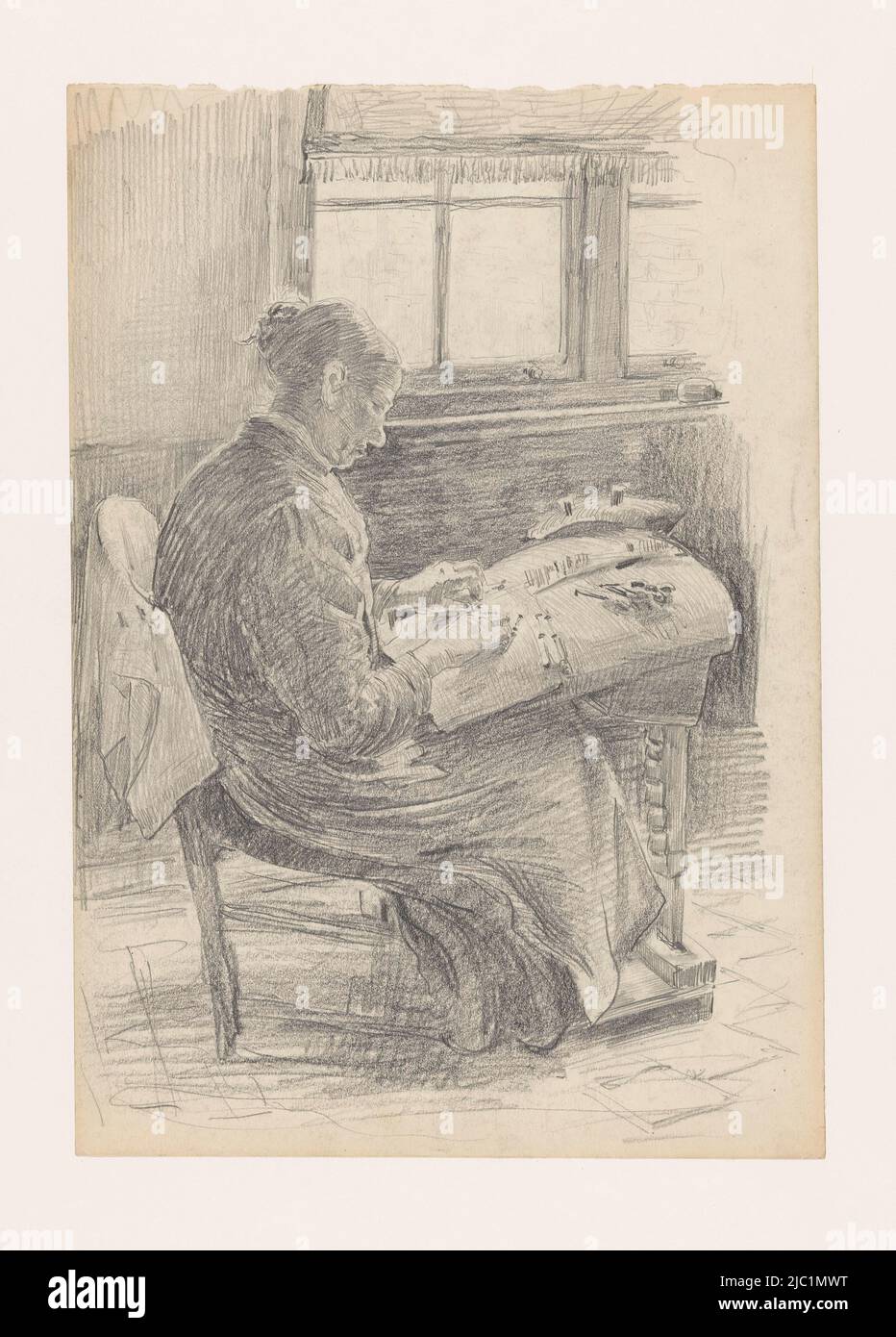 Une femme délageante, dessinatrice: Martinus van Regteren Altena, 1876 - 1908, papier, h 347 mm × l 242 mm Banque D'Images