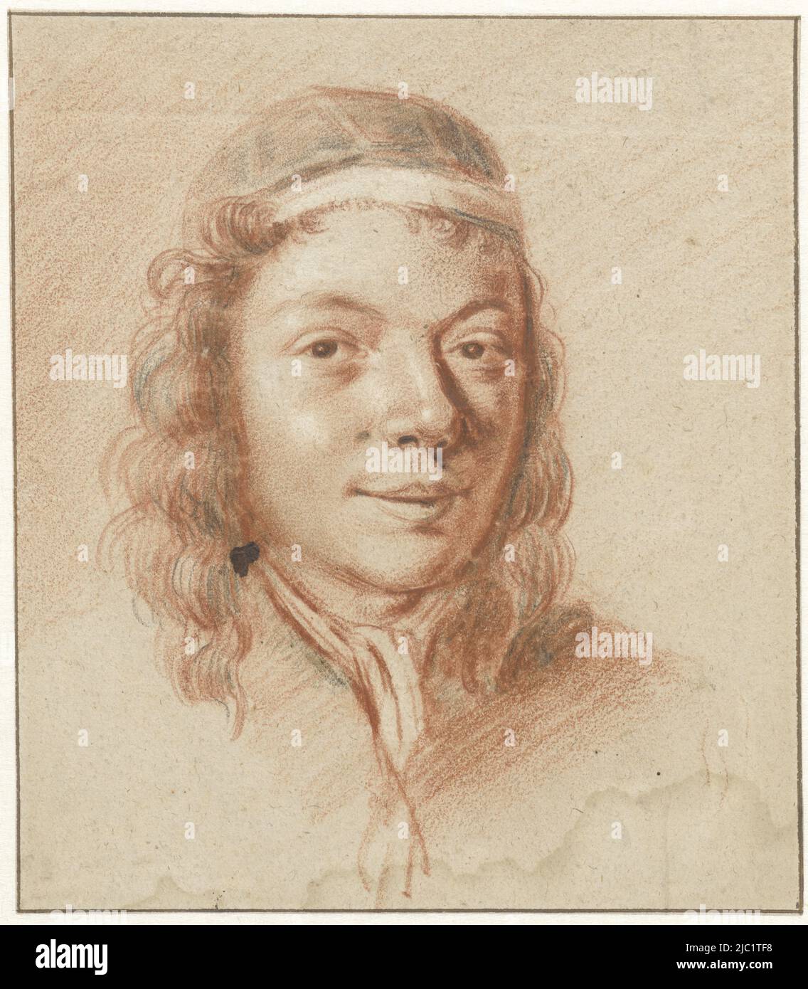 Portrait d'un jeune homme, trois quarts à droite, rapporteur pour avis: Anonyme, rapporteur pour avis: Moses ter Borch, (attribution rejetée), Hollande, après 1600 - avant 1699, papier, h 200 mm × l 174 mm Banque D'Images