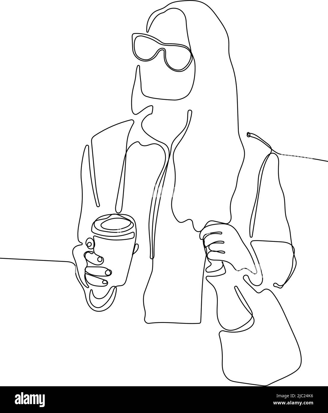 Concept d'entreprise du café : femme buvant du café Illustration de Vecteur