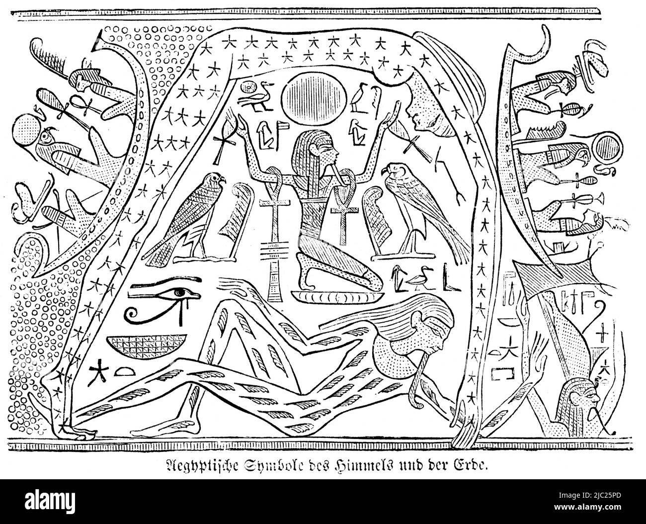 Symboles égyptiens du ciel et de la terre, Bible, ancien Testament, Premier Livre de Moïse, Genèse, illustration historique 1850 Banque D'Images