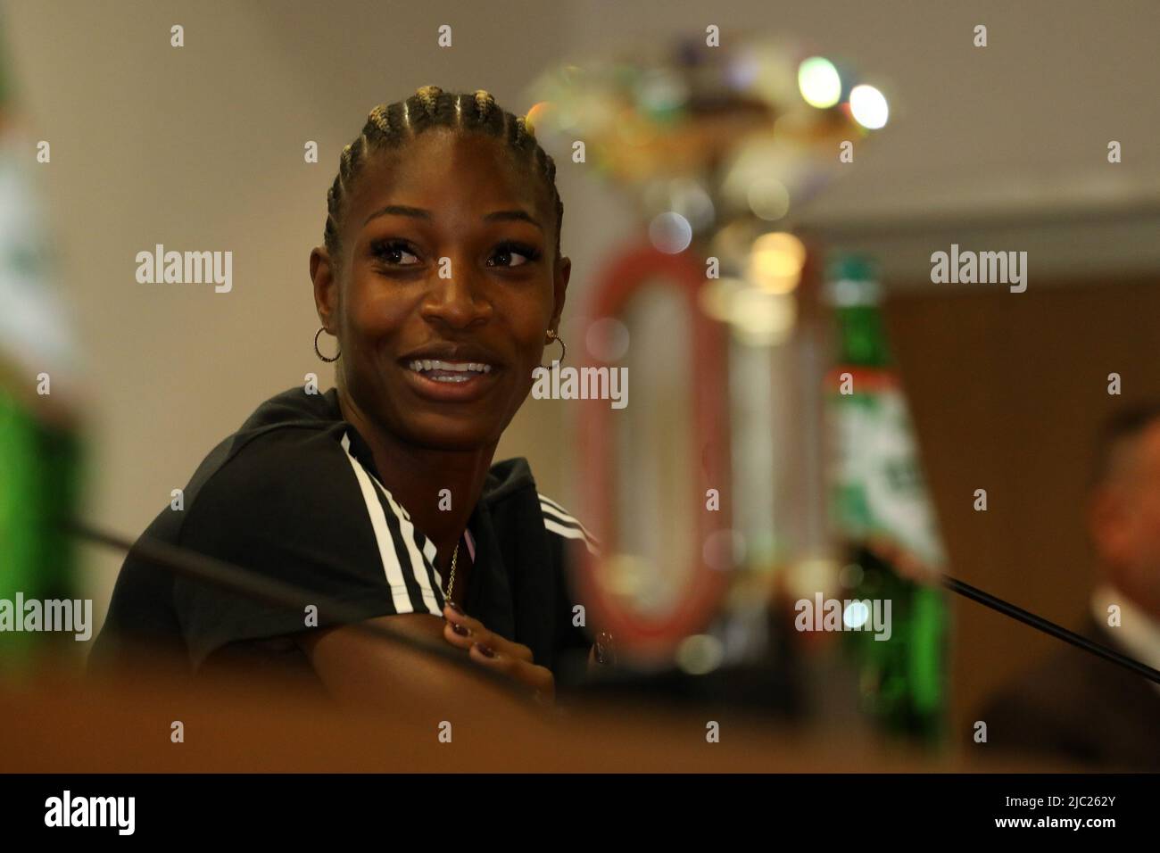 Rome, Italie. 08th juin 2022. Dina Asher-Smith (GBR)) lors de la conférence de presse de la Ligue des diamants Wanda Gala d'or Pietro Mennea au Stadio Olimpico à Rome, Italie sur 8 juin 2022. (Photo de Giuseppe Fama/Pacific Press/Sipa USA) crédit: SIPA USA/Alay Live News Banque D'Images