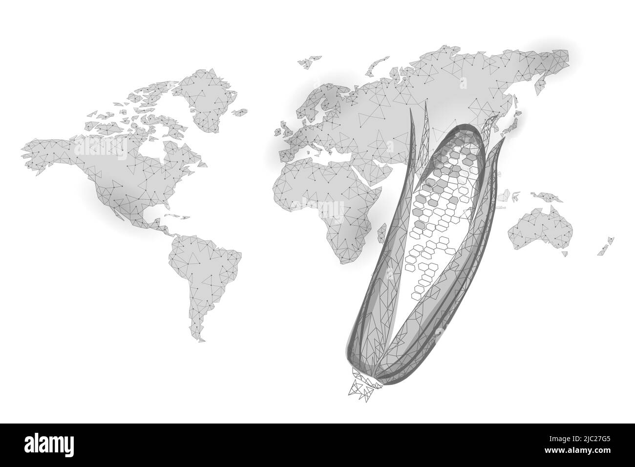 3D grain de maïs. Journée mondiale de l'alimentation sensibilisation à la faim. Aidez la nourriture caritative à illustrer les vecteurs internationaux de réfugiés Illustration de Vecteur