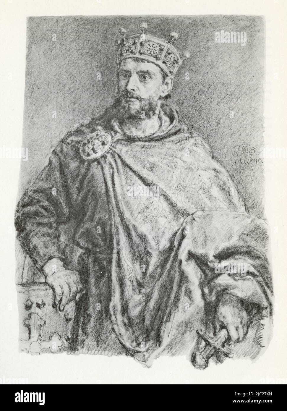 JAN MATEJKO.Mieszko II Lambert (ur. 990, zm. 1034) – król Polski, syn Bolesława i Chrobrego i jego trzeciej żony Emnildy, córki Dobromira, najprawdopo Banque D'Images