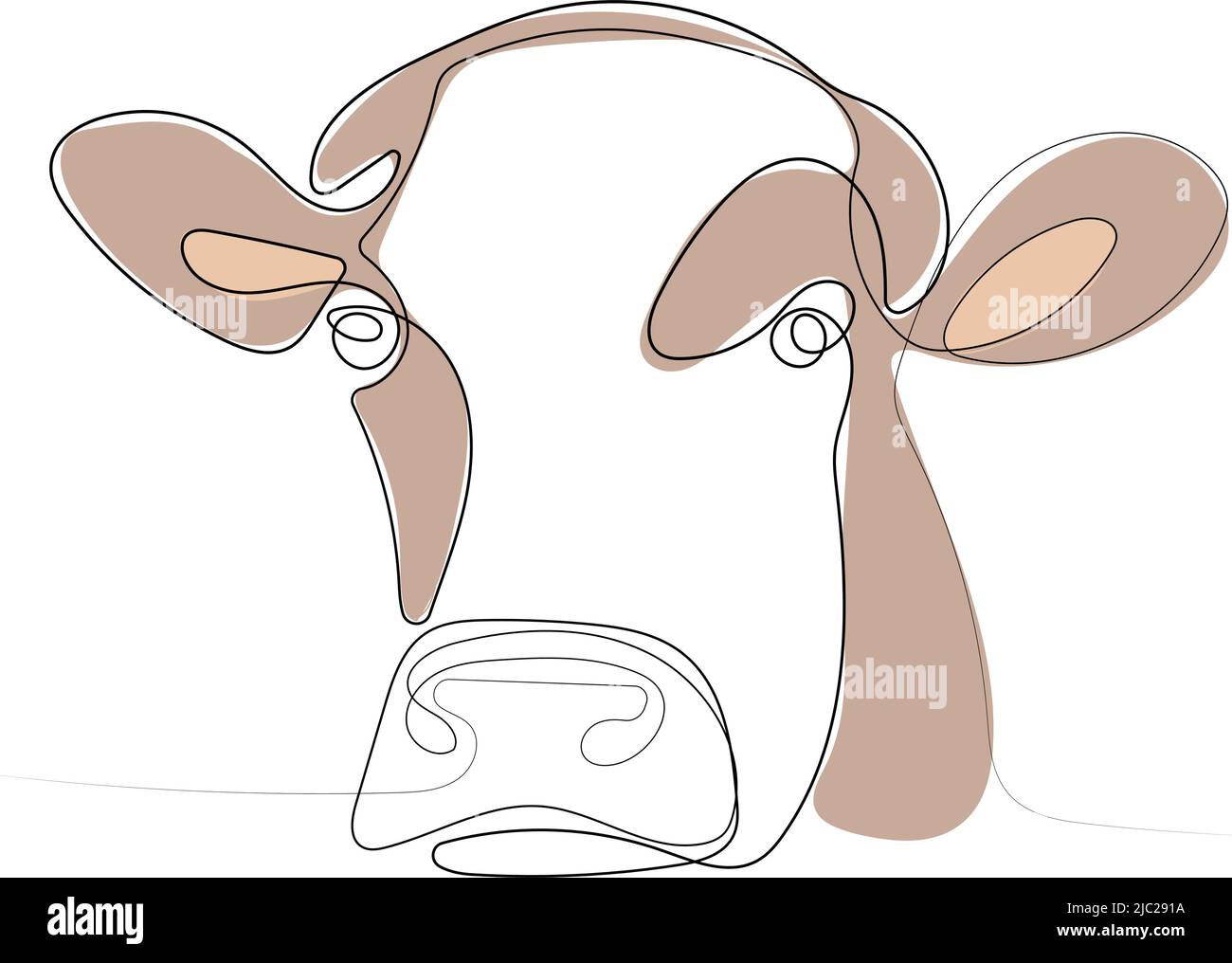 Dessin continu d'une ligne de vache de portrait Illustration de Vecteur
