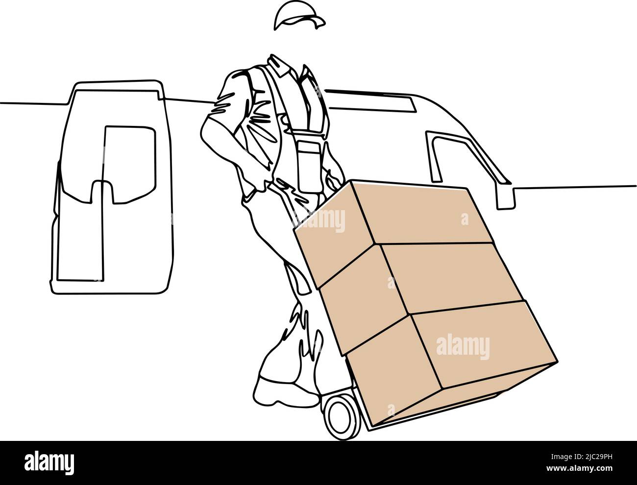 Dessin de ligne continu d'un ouvrier masculin en uniforme Illustration de Vecteur