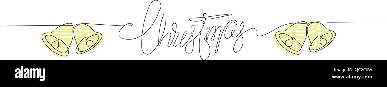 Dessin continu d'une ligne de symboles de noël Illustration de Vecteur