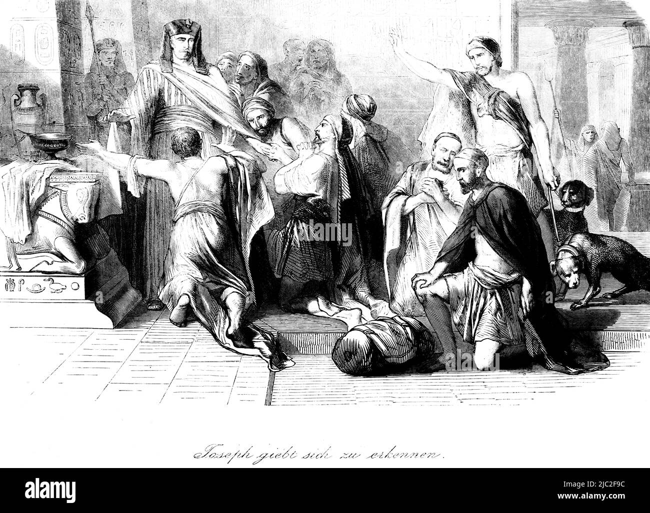 Joseph se révèle, Bible, ancien Testament, Premier Livre de Moïse, Genèse, Illustration historique 1850 Banque D'Images