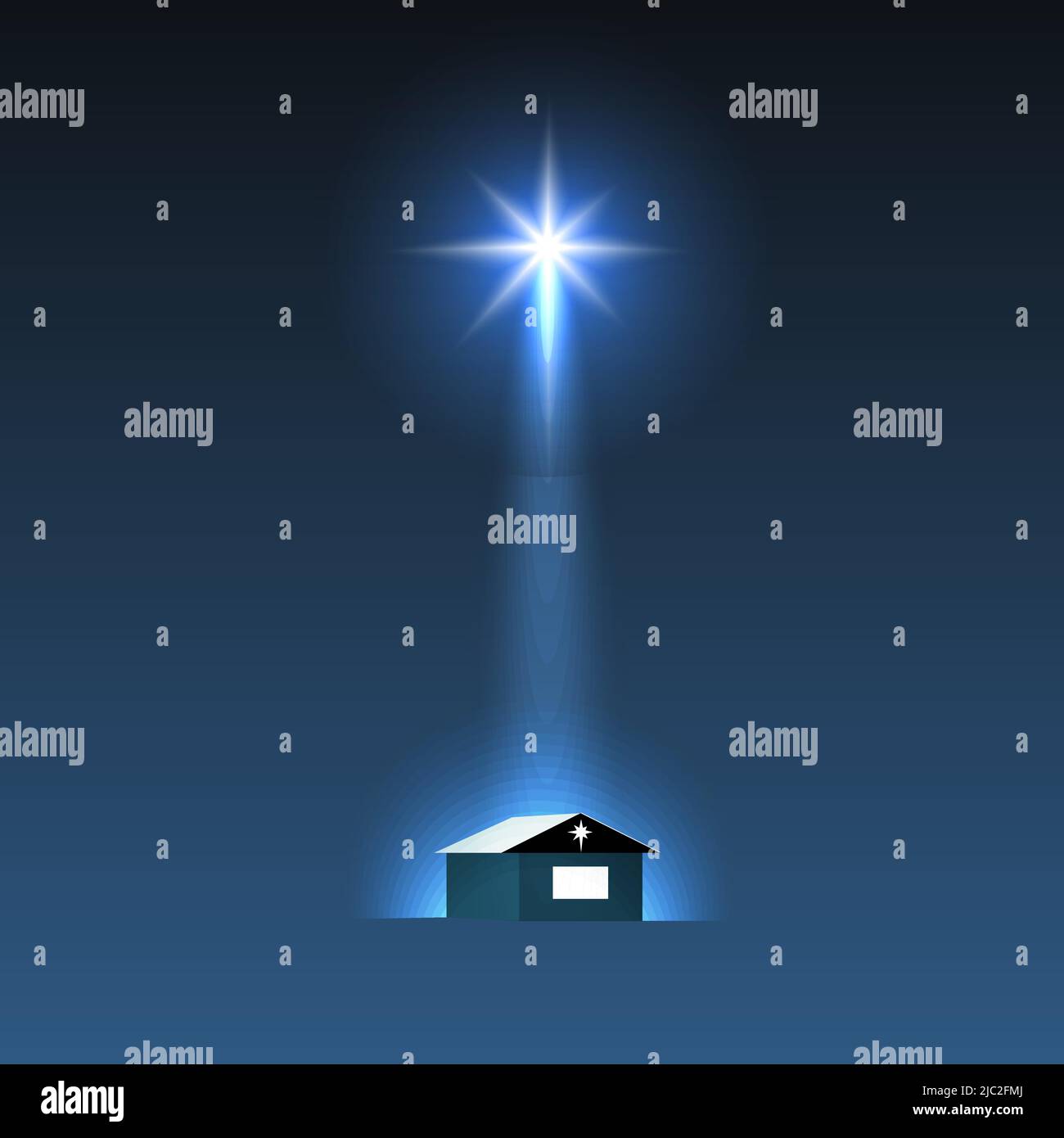 Motif étoile de Bethléem. Fond bleu foncé de nuit. Illustration de Vecteur