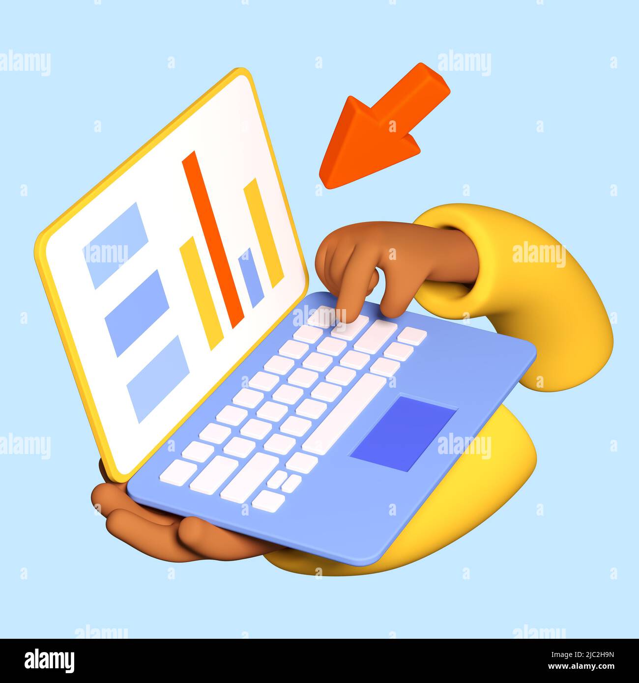 Analyse de la fiche technique en ligne - illustration moderne réaliste et colorée 3D Banque D'Images