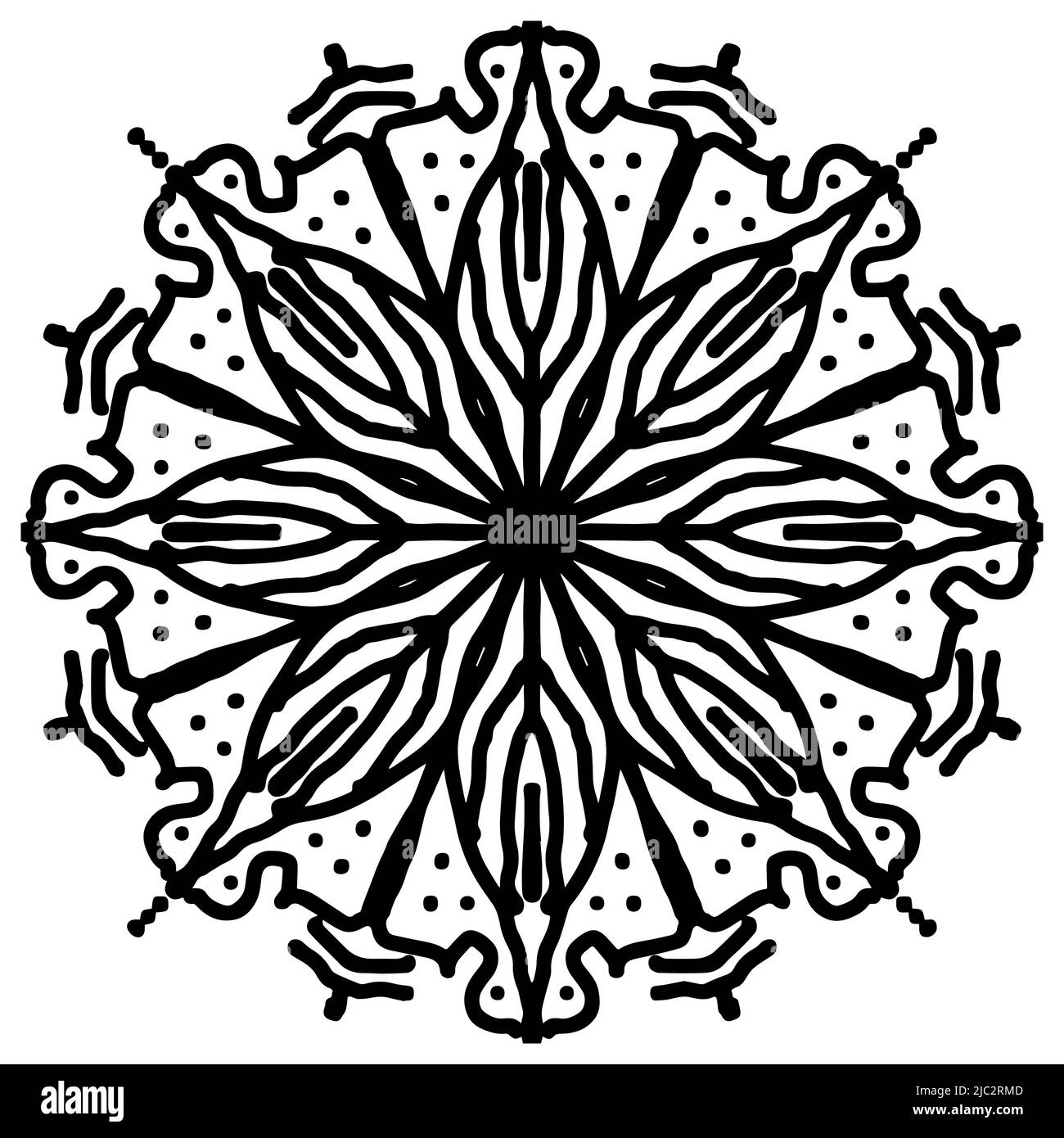 Décoration Mandala. Motif circulaire dessiné à la main de couleur noire, sur fond blanc. Motifs Islam, arabe, Indien, pouf. Illustration vectorielle Illustration de Vecteur