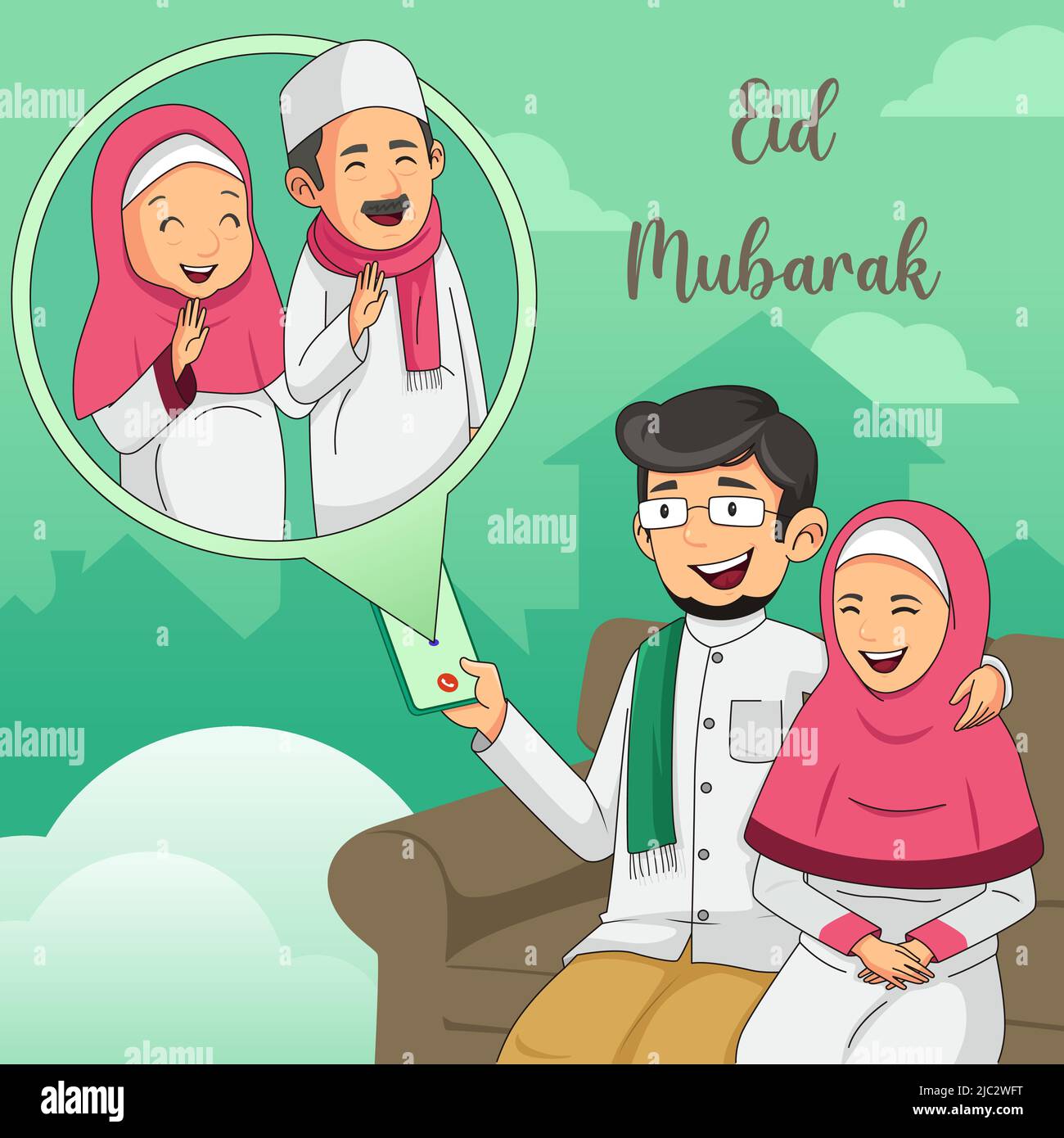 Illustration vectorielle de la célébration par les musulmans d'Eid Al Adha Moubarak Illustration de Vecteur