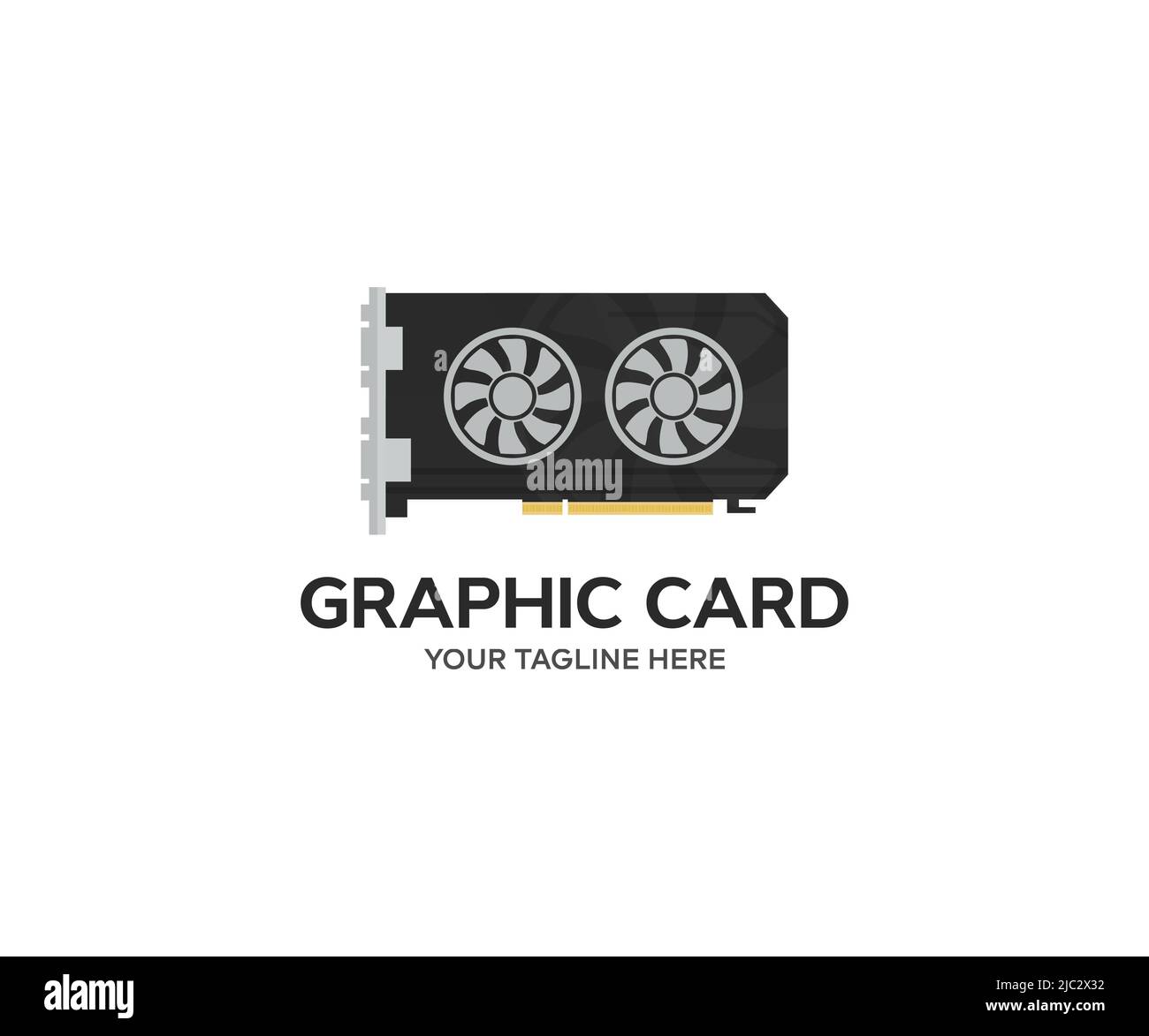 Carte graphique d'ordinateur, logo GPU de carte graphique. Carte graphique de jeu professionnelle. Matériel INFORMATIQUE. Jeu d'ordinateur puissant vecteur de carte graphique. Illustration de Vecteur
