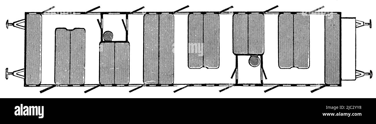 Voiture à deux essieux, classe II (disposition). Publication du livre 'Meyers Konversations-Lexikon', Volume 2, Leipzig, Allemagne, 1910 Banque D'Images