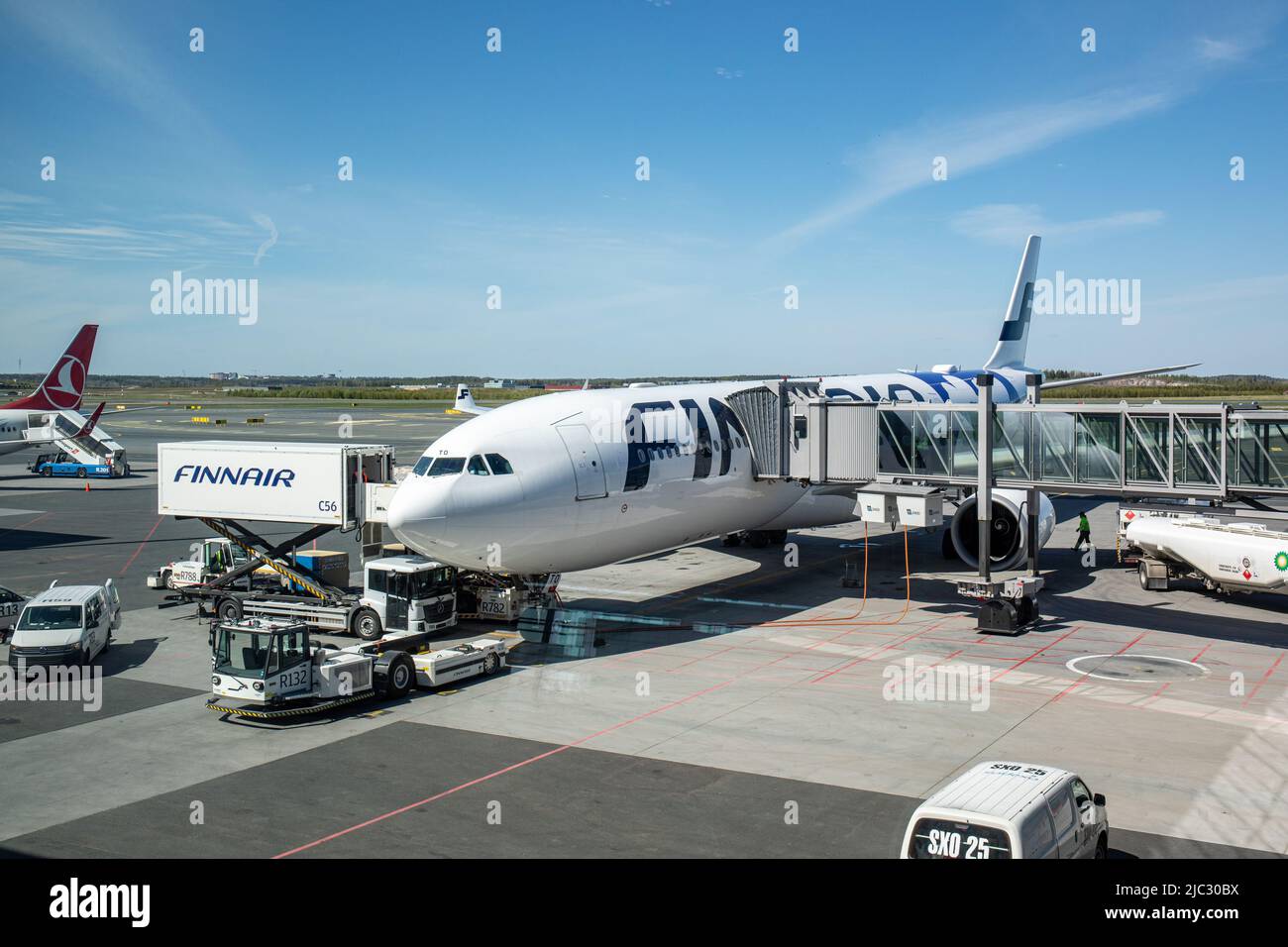 Avions à gros corps Finnair à l'aéroport Helsinki-Vantaa, Vantaa, Finlande Banque D'Images