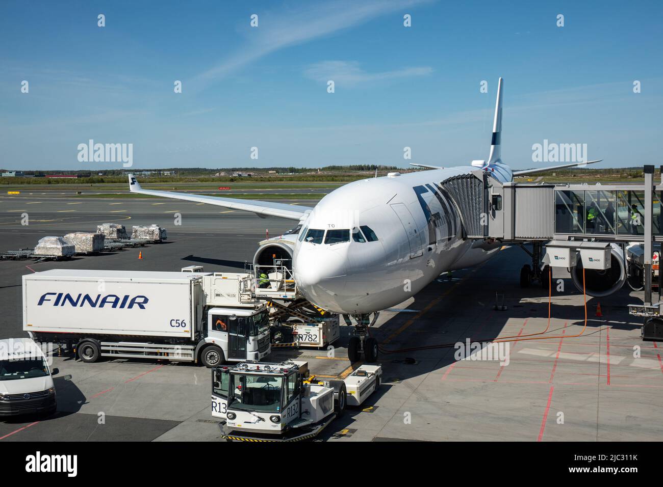 Avions à gros corps Finnair à l'aéroport Helsinki-Vantaa de Vantaa, en Finlande Banque D'Images