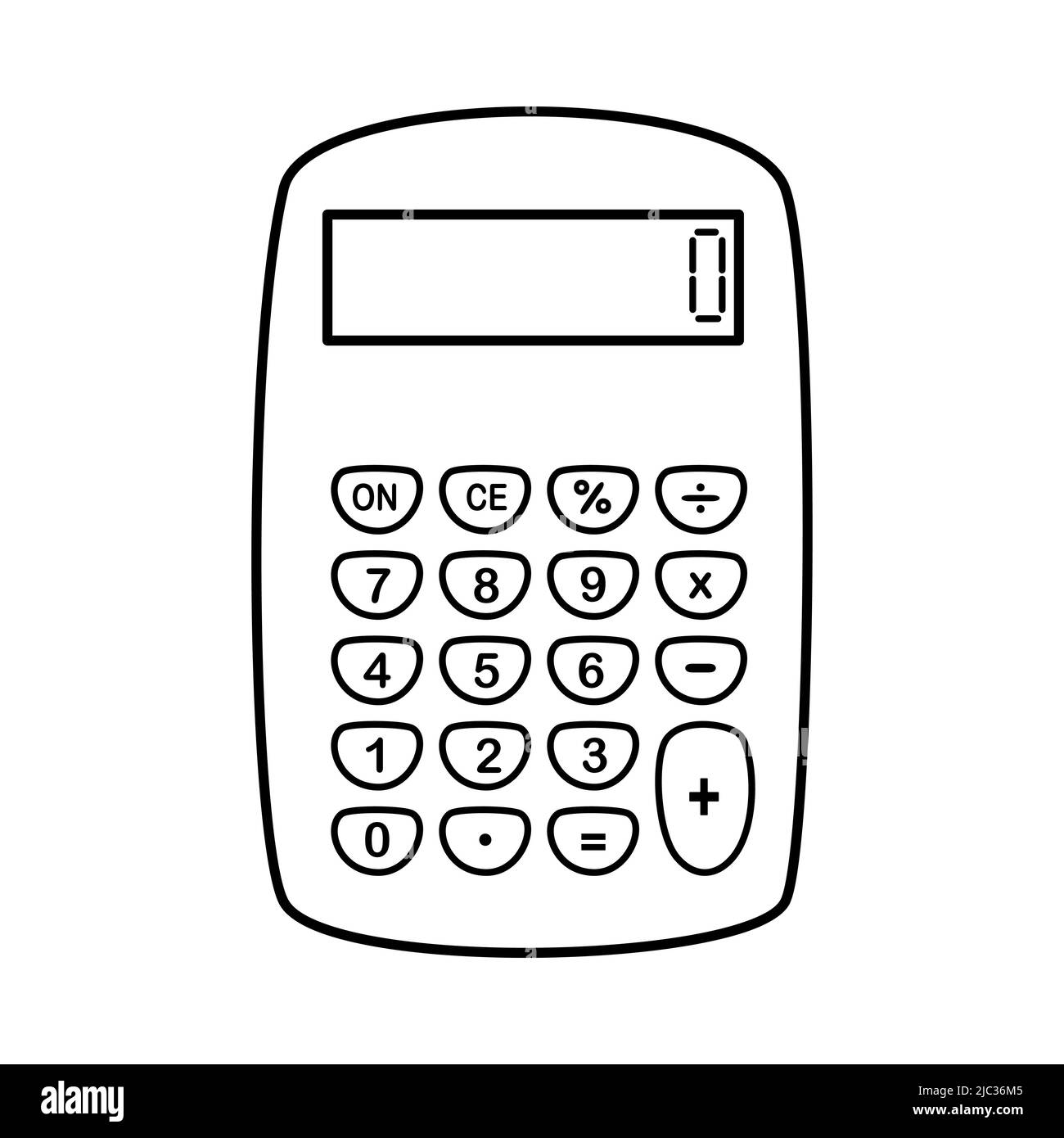 Icône de calculatrice dessinée à la main. Retour à l'école vecteur fourniture pour la salle de classe de mathématiques. Illustration minimaliste de la comptabilité de bureau Illustration de Vecteur