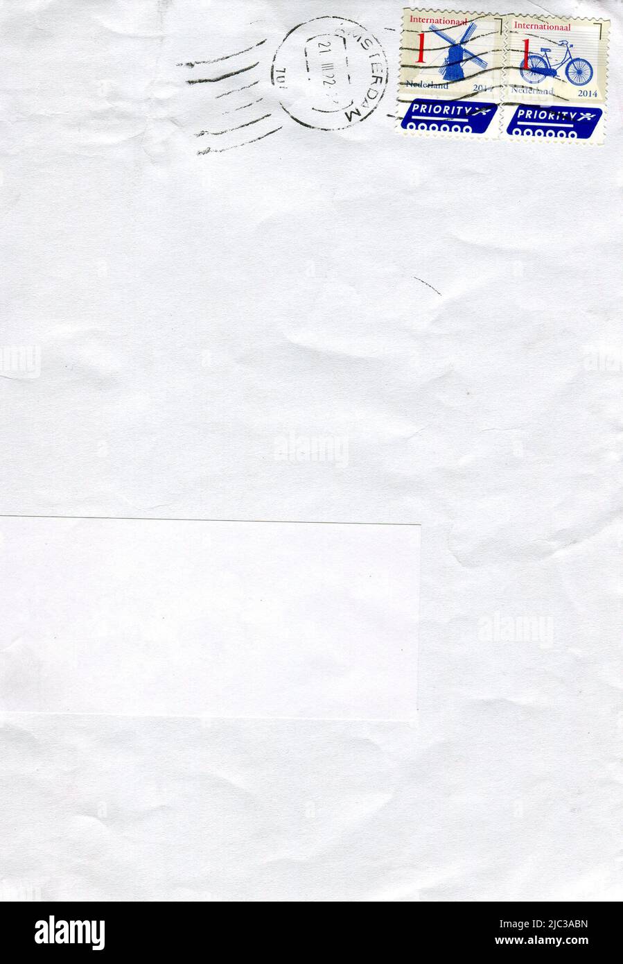 Ancienne enveloppe envoyée des pays-Bas à Gomel, Bélarus, 21 mars 2022. Banque D'Images