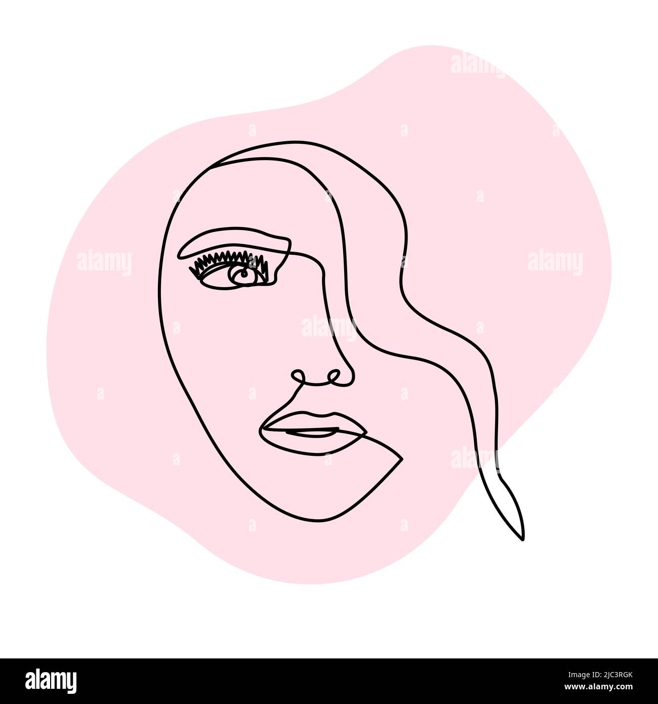 Abstrait belle femme visage en ligne art. ligne continue silhouette de tête de femme pour le maquillage ou spa concept Illustration de Vecteur