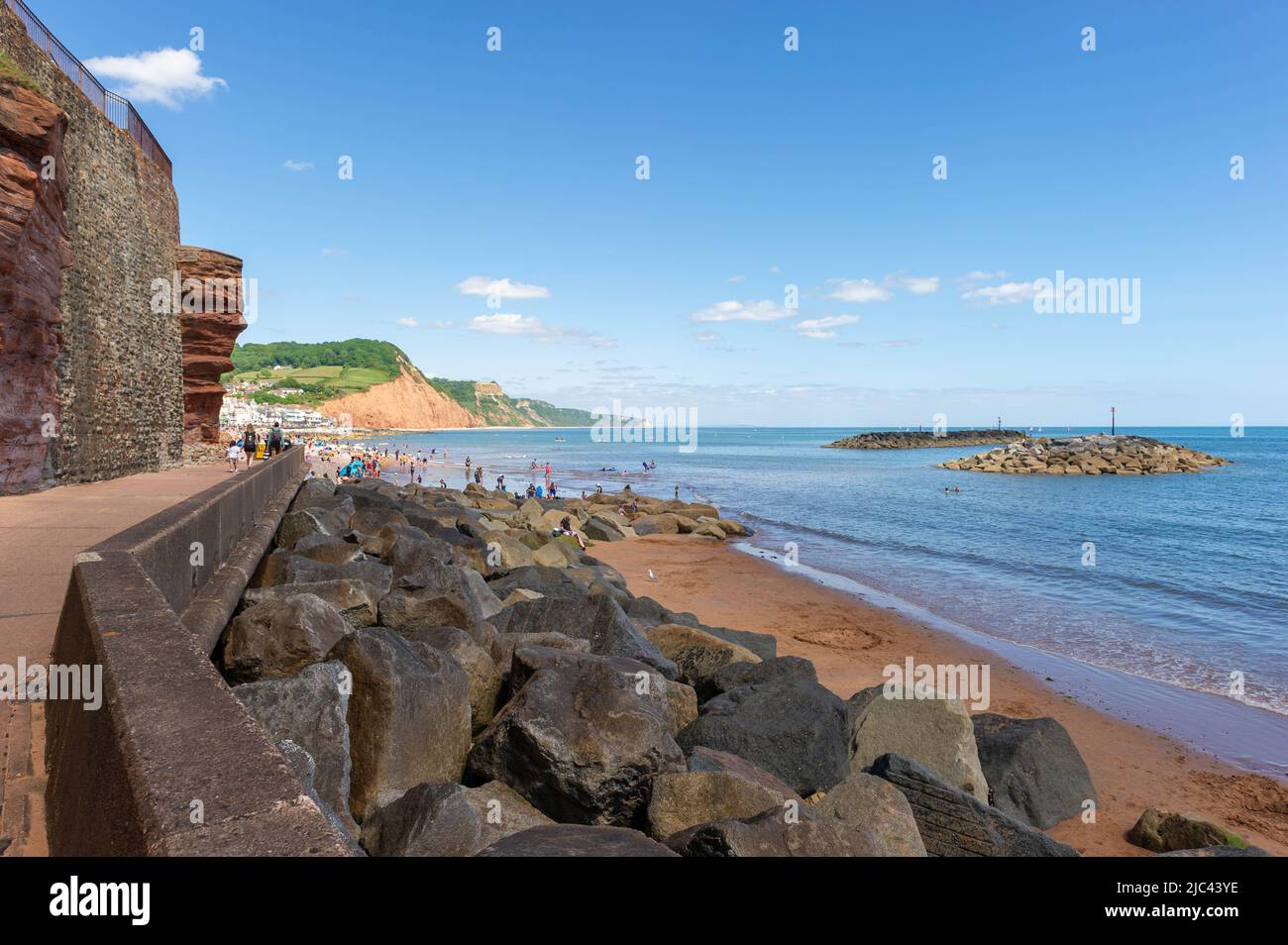 Sidmouth front de mer par une journée ensoleillée, East Devon, Angleterre Banque D'Images