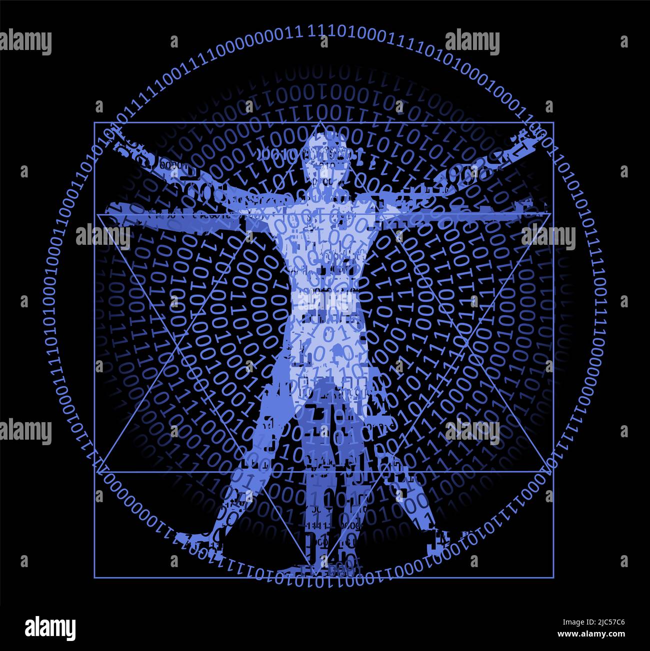 Homme vitruvien avec code binaire, variation moderne sur le célèbre ...