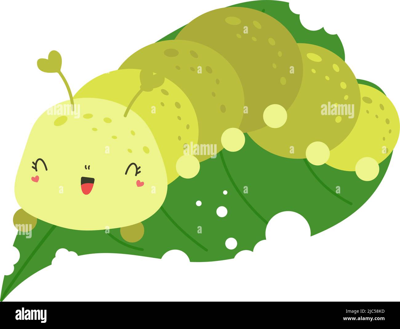 Caractère Clipart de Caterpillar Besign. Baby clip Art Caterpillar on a Leaf. Illustration vectorielle d'un animal pour colorier pages, tirages pour vêtements Illustration de Vecteur