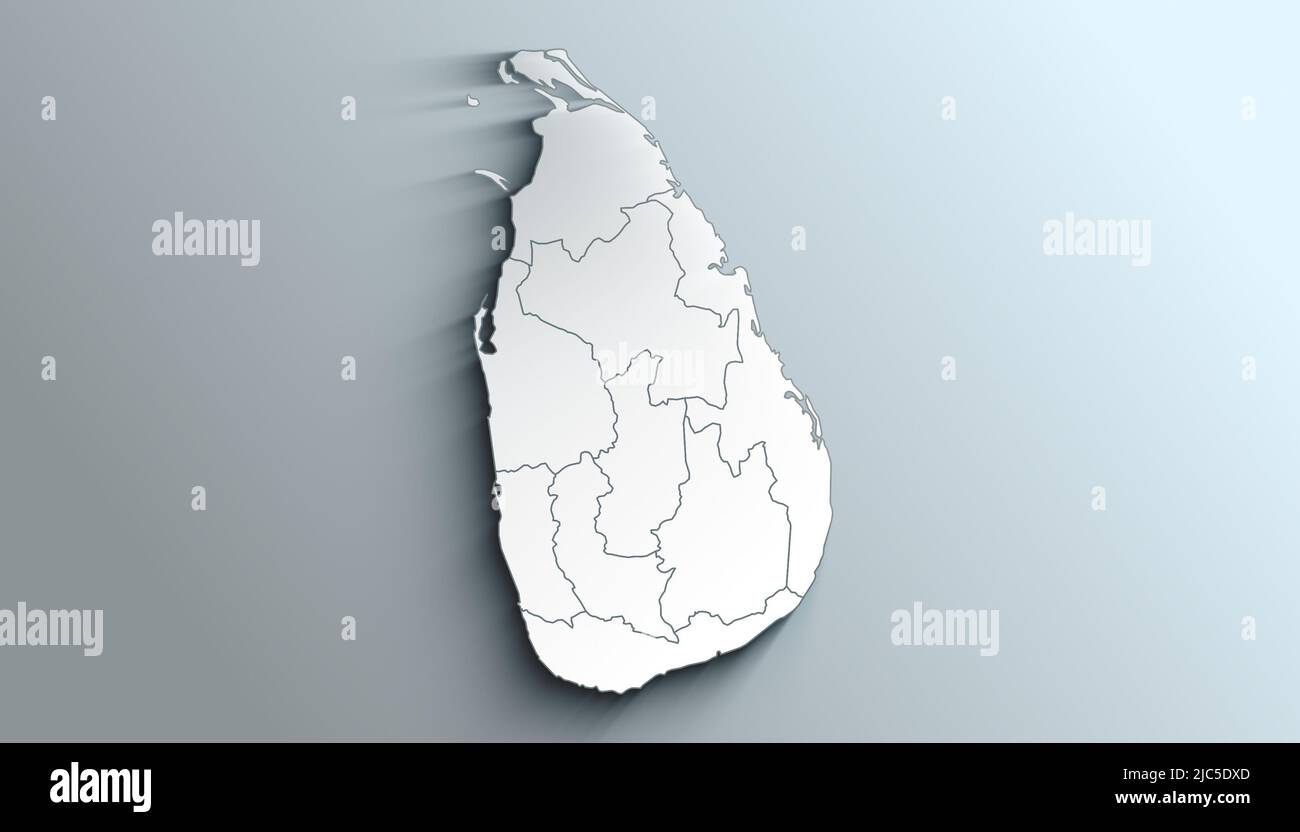 Carte géographique politique du pays du Sri Lanka avec les provinces de l'ombre Banque D'Images