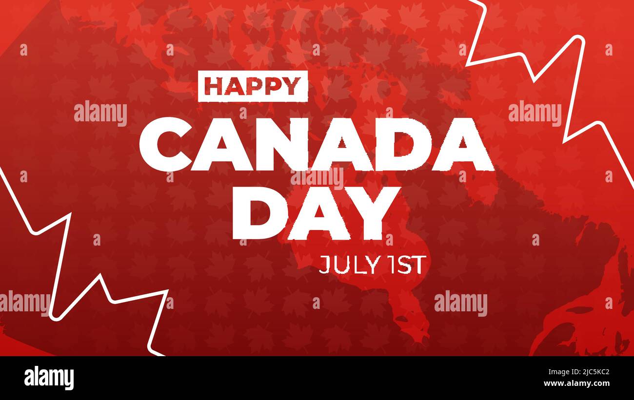 Bonne journée du Canada. 1st juillet. Illustration vectorielle d'un arrière-plan rouge abstrait avec feuilles d'érable et carte du Canada pour votre dessin Illustration de Vecteur