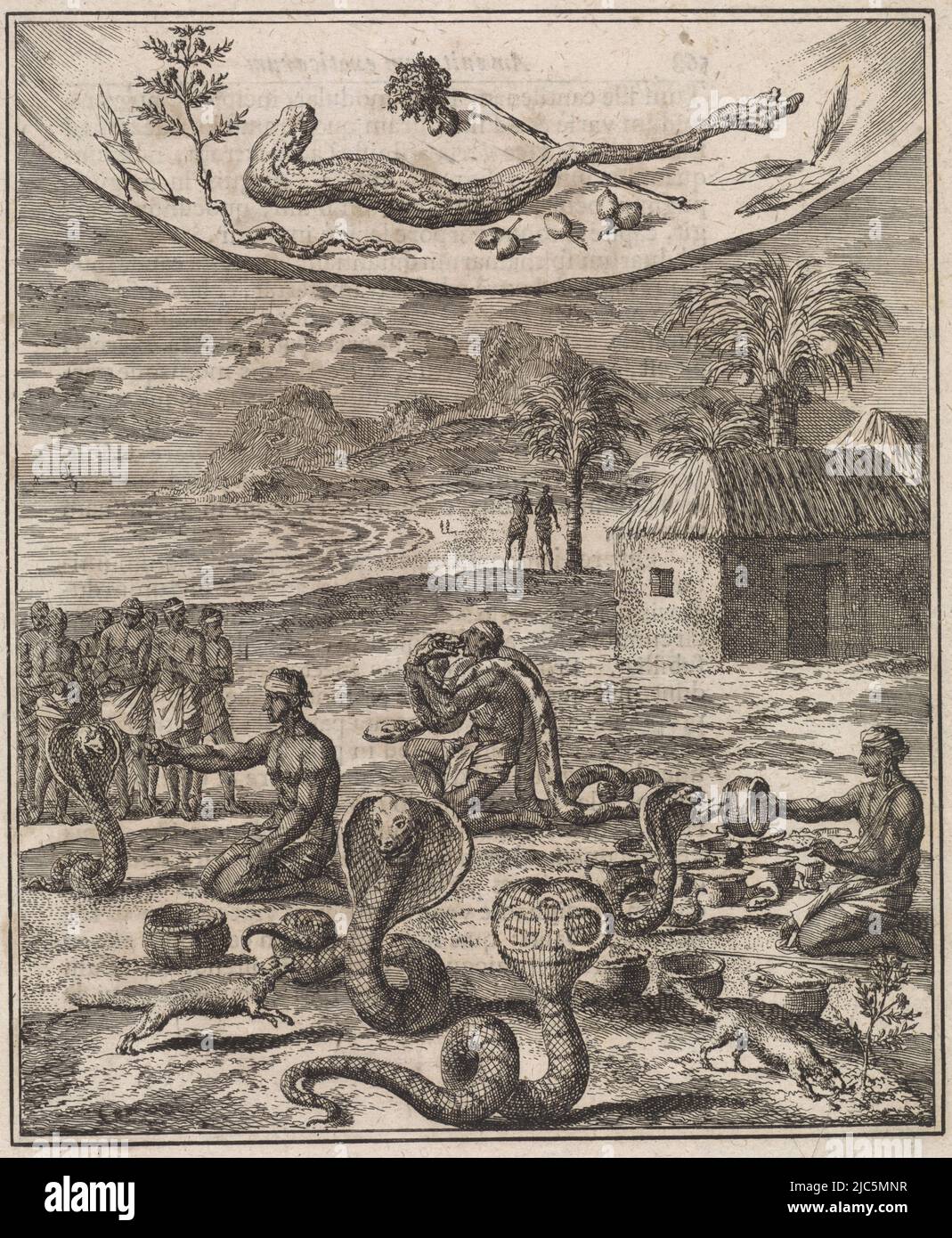 Charmers de serpent indien, imprimeur: Jan Luyken, éditeur: H.W. Meyer, imprimeur: Amsterdam, éditeur: Lemgo, 1712, papier, gravure, h 225 mm × l 176 mm Banque D'Images