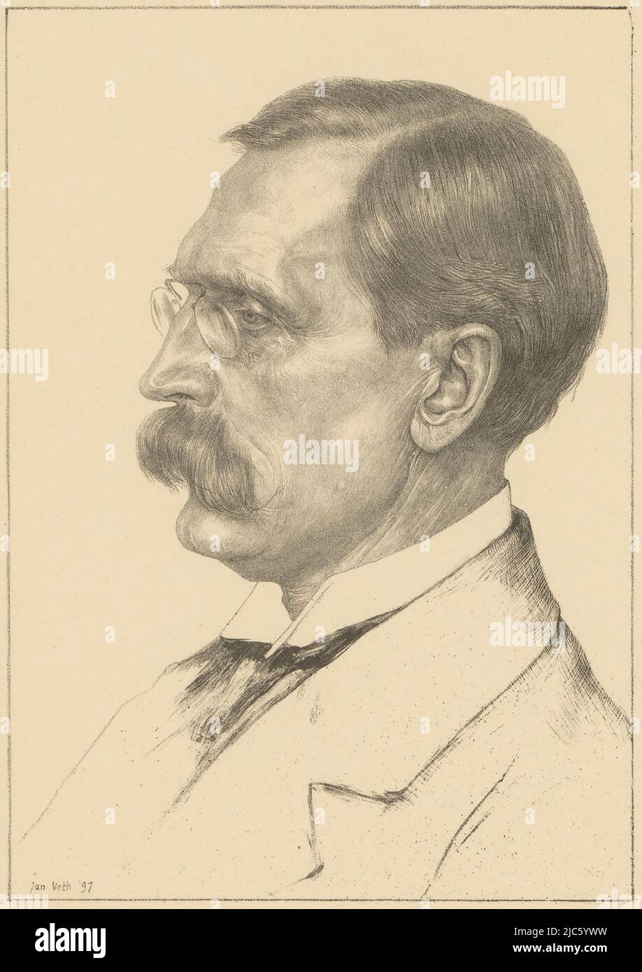 Portrait de Wilhelm von Bode Portraits de la chronique (titre de la série), imprimerie: Jan Veth, (mentionné sur l'objet), pays-Bas, 1897 et/ou 1898, papier, h 339 mm - l 259 mm Banque D'Images