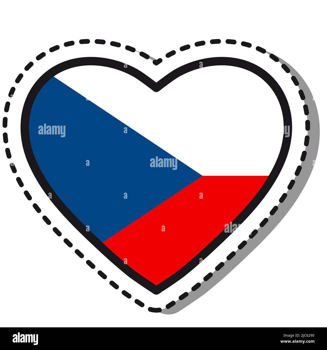 Autocollant drapeau tchèque coeur sur fond blanc. Écusson vintage Vector Love. Journée nationale. Panneau de voyage. Illustration de Vecteur