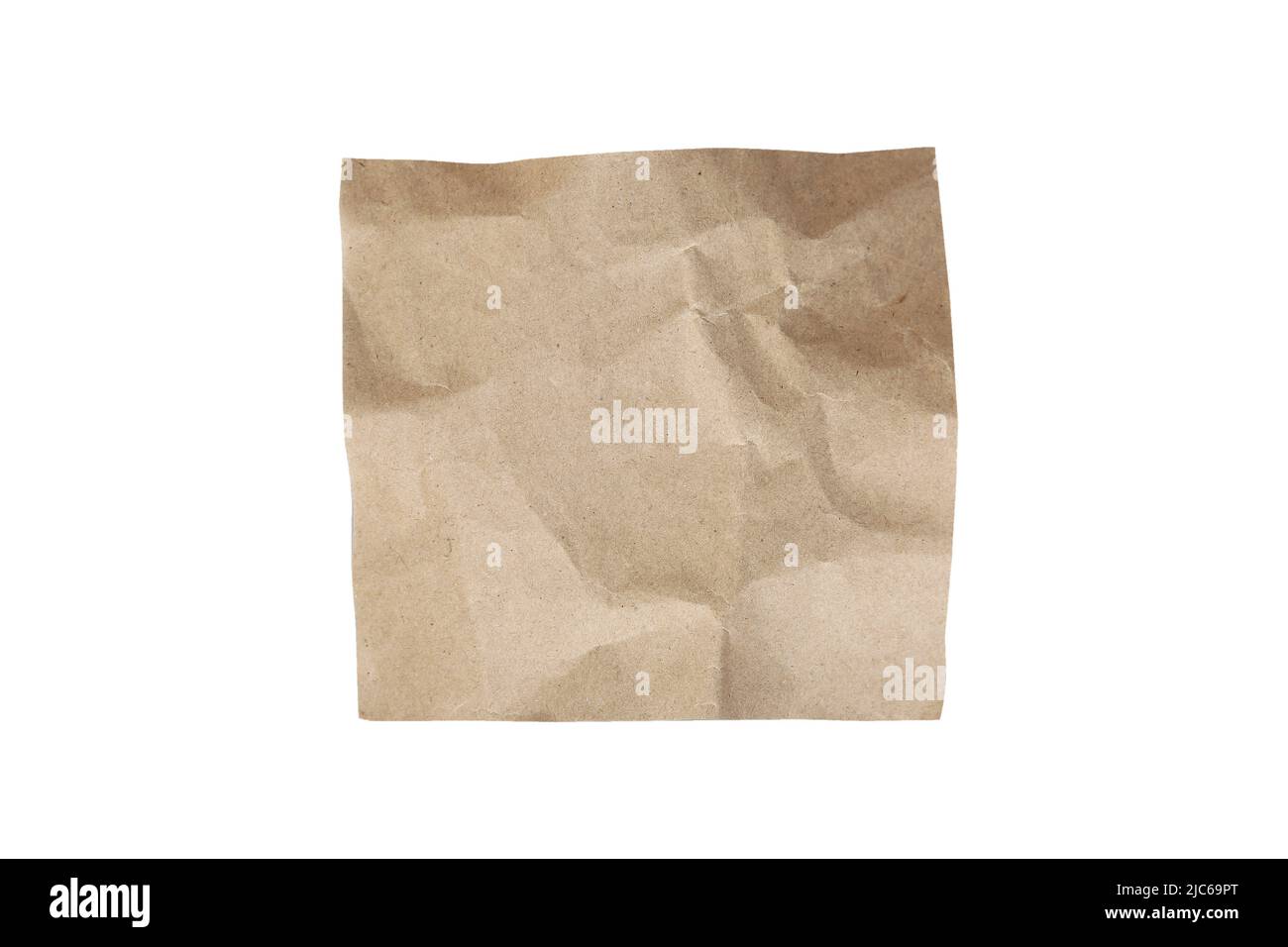Plat en papier, vue du dessus, design de publicité alimentaire. Feuille de papier marron carrée. Blanc froissé. Banque D'Images
