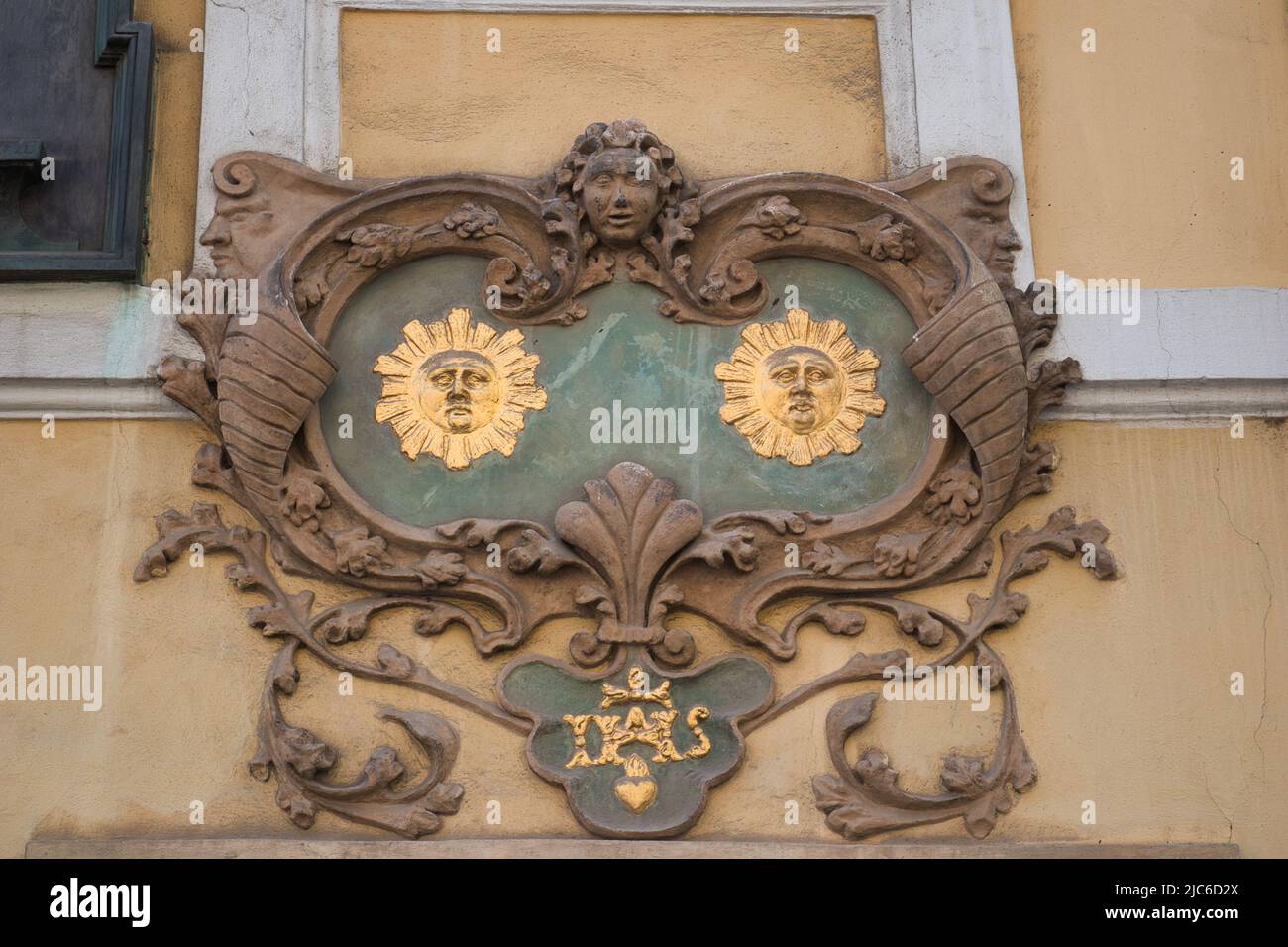 La Maison baroque des deux Suns, rue Nerudova à Prague. République tchèque. Banque D'Images La Maison baroque des deux Suns, rue Nerudova à Prague. République tchèque. Banque D'Images