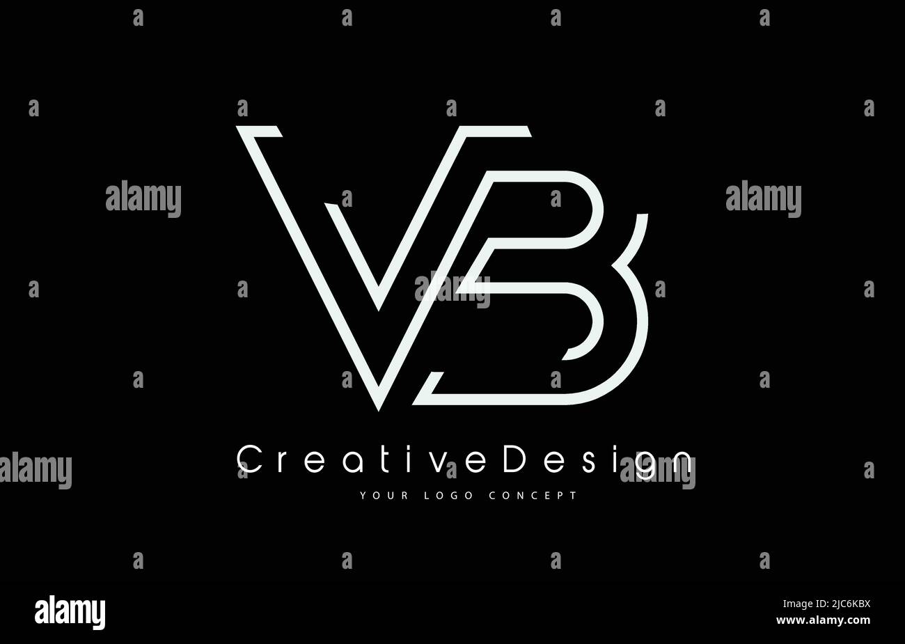 Logo VB V B Letter Design en blanc. Illustration du logo de l'icône du vecteur de lettres modernes créatives. Illustration de Vecteur