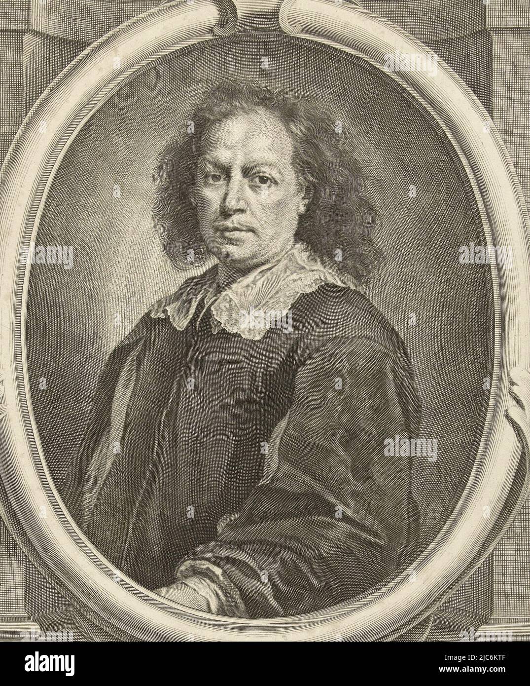 Portrait du peintre Bartolomé Esteban Murillo, imprimeur: Richard Collin, (mentionné sur l'objet), d'après: Bartolomé Esteban Murillo, Nicolas Omazur, (mentionné sur l'objet), Bruxelles, 1682, papier, gravure, h 363 mm × l 245 mm Banque D'Images