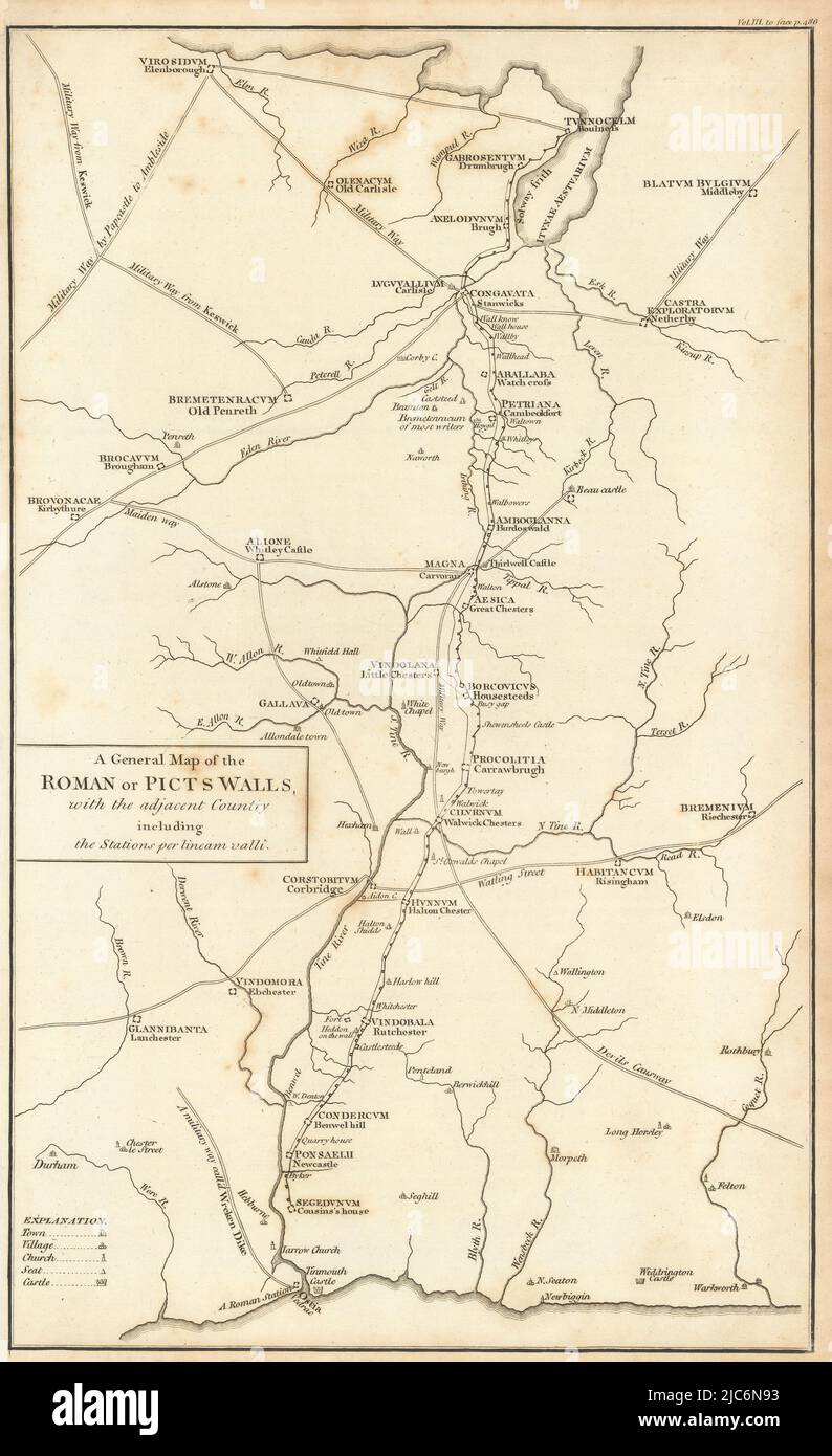 Mur d'Hadrien. 'Une carte générale des murs romains ou des Pictes...'. CARY 1806 Banque D'Images