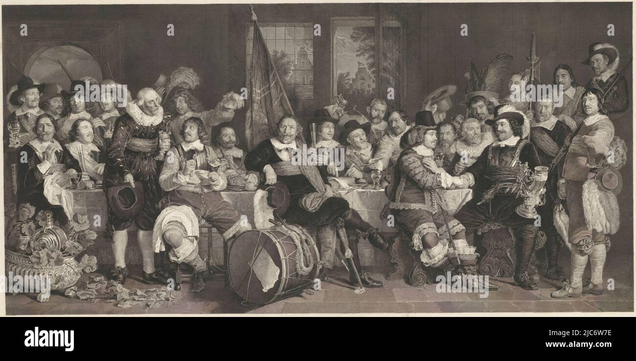 La même impression (comme RP-P-1903-A-24169). Les pierres au premier plan ont presque une teinte identique, mais avant le nom de Barth van der helst a disparu., imprimerie: Johann Wilhelm Kaiser (I), après: Bartholomeus van der helst, éditeur: Frans Buffa en Zonen, 6-déc-1850, papier, gravure, gravure Banque D'Images