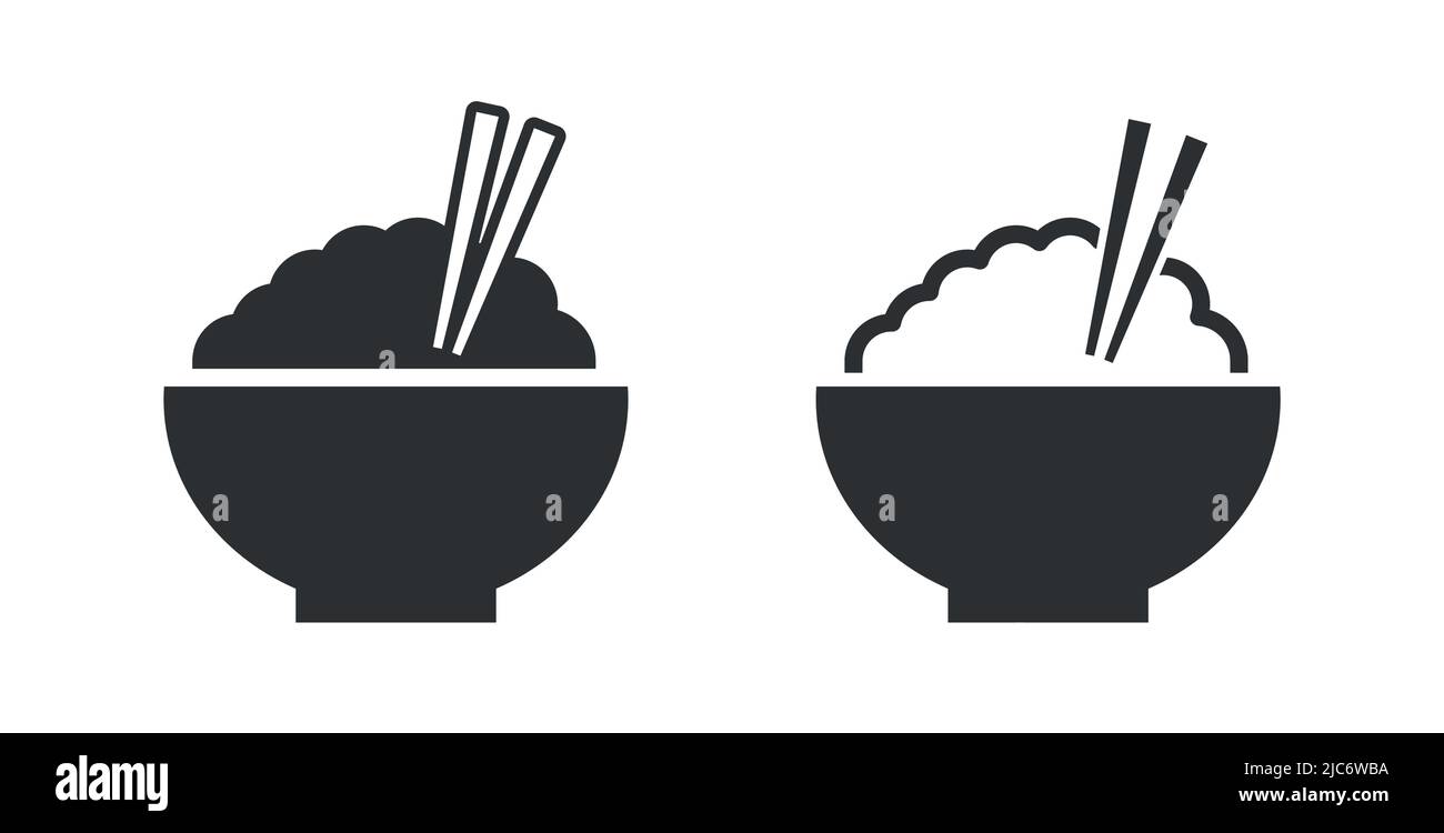 Bol à riz avec bâtonnets symbole de nourriture asiatique icône d'illustration vectorielle Illustration de Vecteur