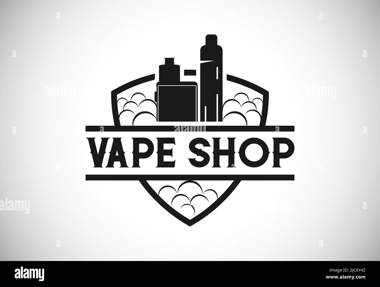 VAPE, modèle de logo e-cigarette. Illustration vectorielle du logo du vaporisateur électronique VAPE Shop. Illustration de Vecteur