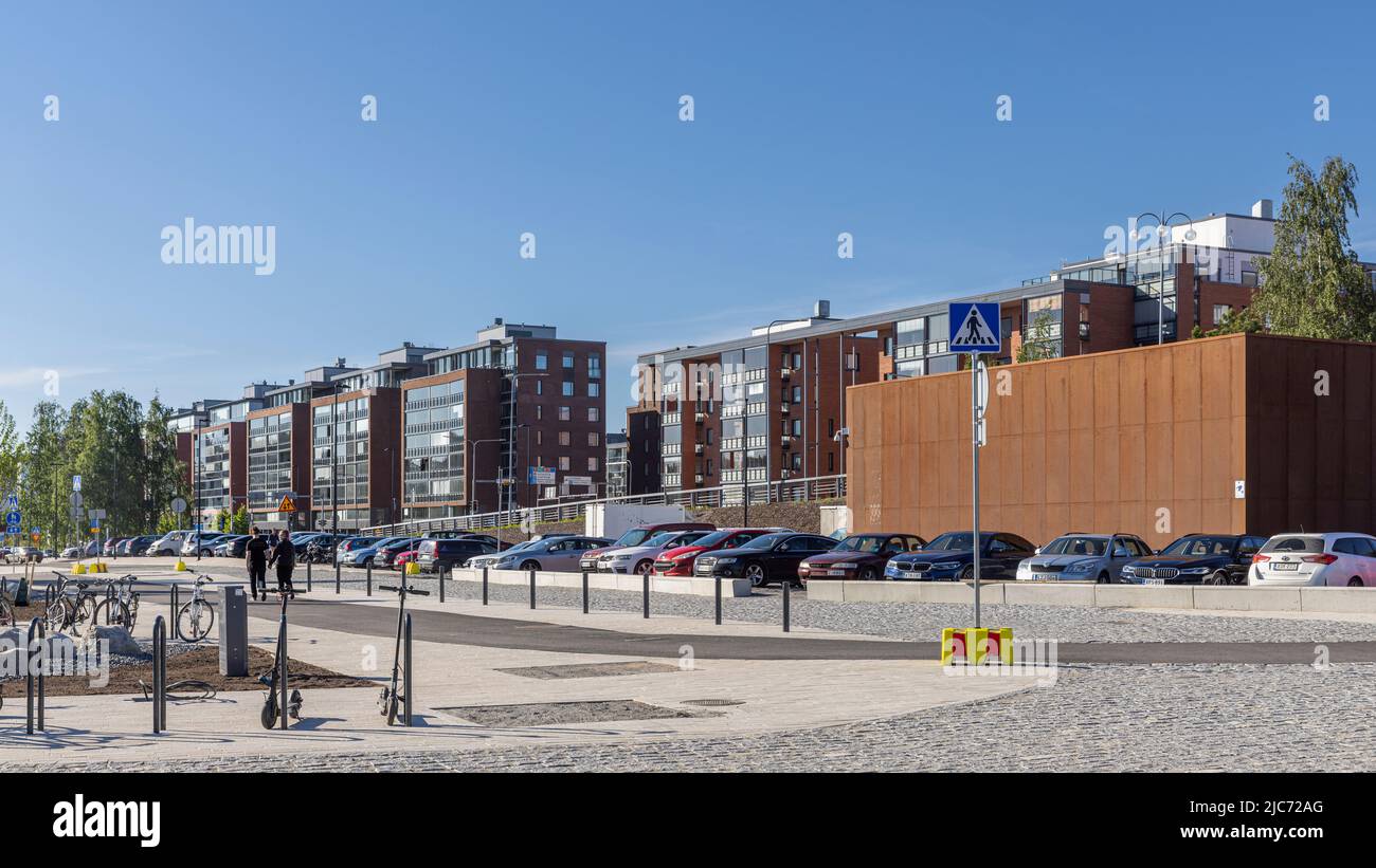 Quartier résidentiel de Lutakko à Jyväskylä lors d'une belle journée d'été Banque D'Images