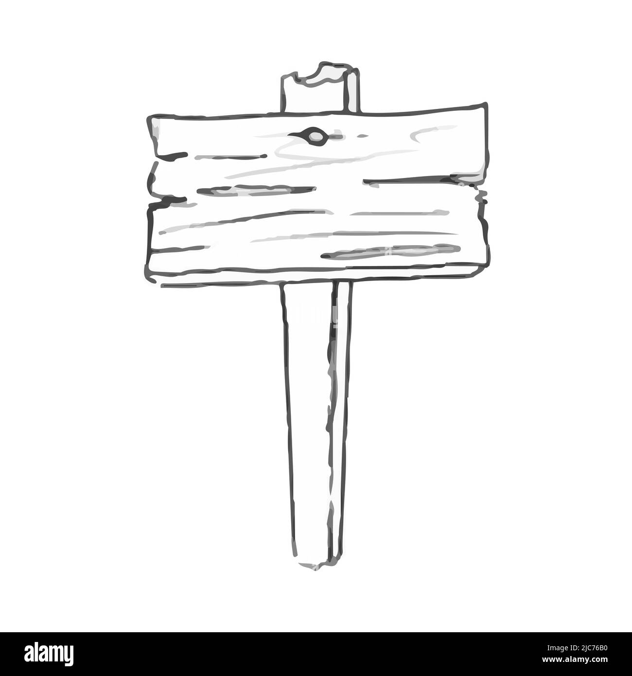 Panneau de signalisation en bois de style Doodle isolé sur fond blanc. Dessiner à la main les panneaux de signalisation. Illustration vectorielle Illustration de Vecteur