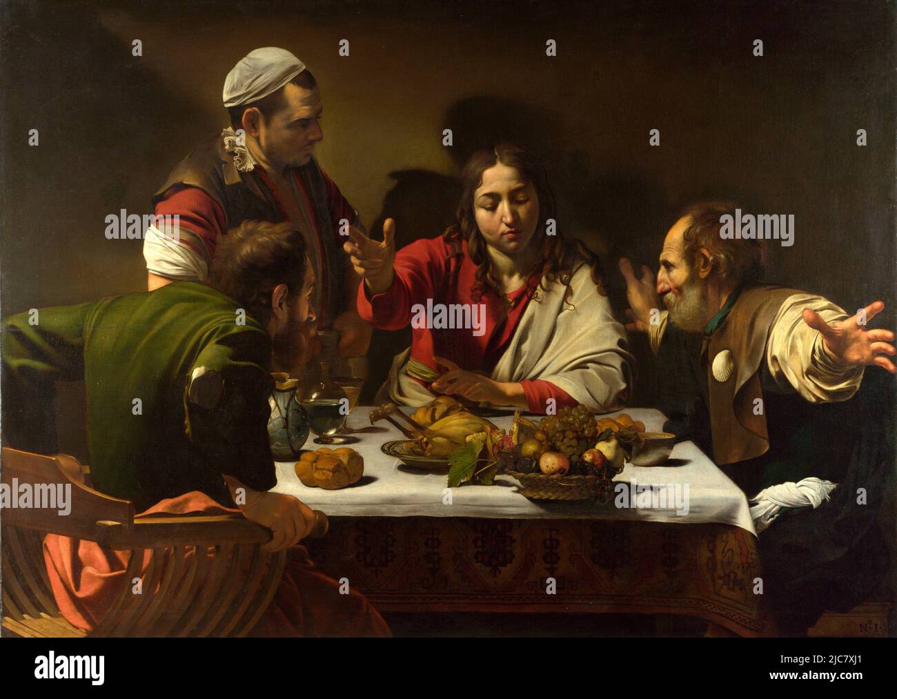 Le dîner à Emmaus par Caravaggio (1571–1610) Banque D'Images
