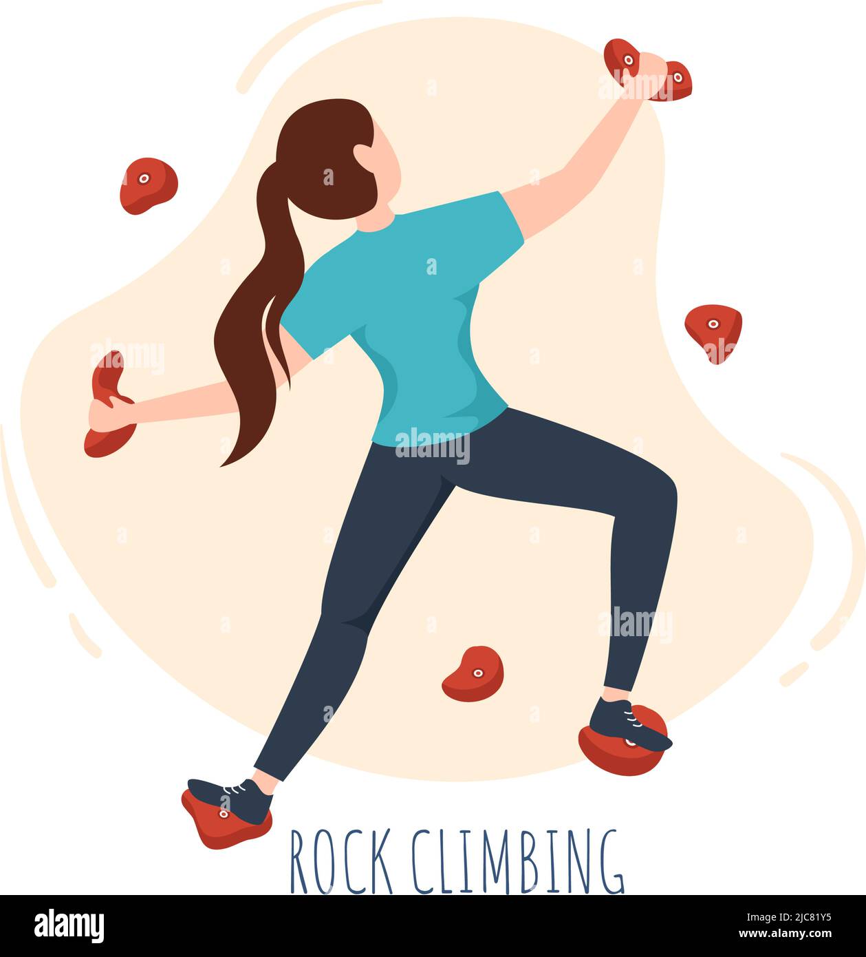 Escalade avec Climber escalade mur des sportifs extrêmes et sportswomen en fond de crachoir plat Illustration Illustration de Vecteur