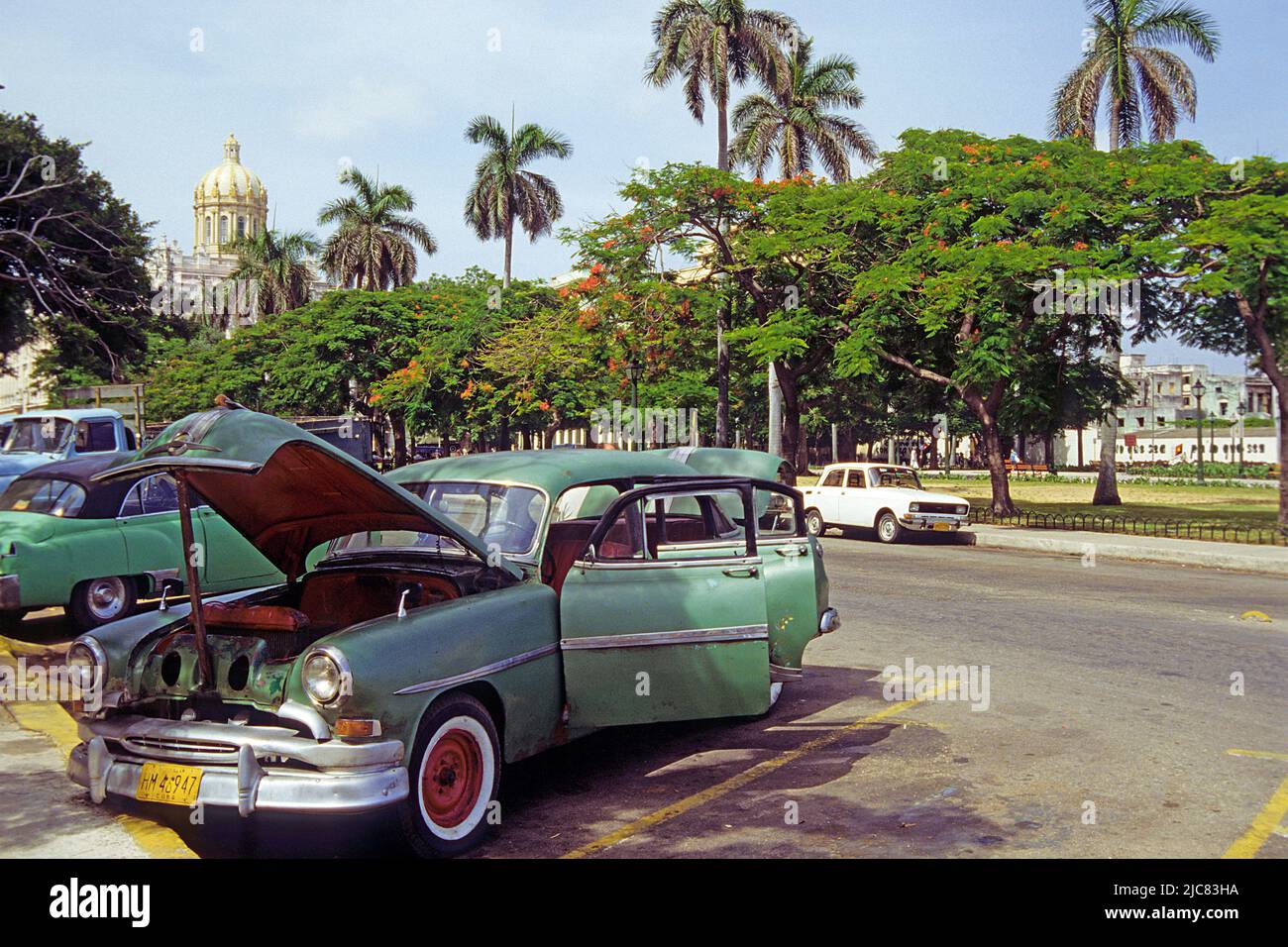 Voiture classique américaine à la Havane, Cuba, Caraïbes Banque D'Images