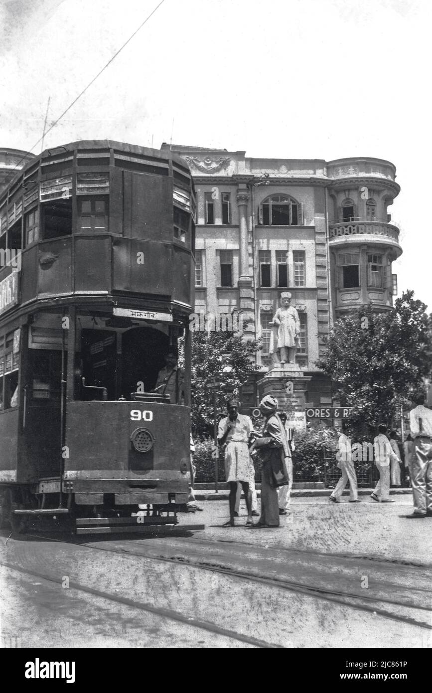 08 12 2016 Vintage photo Gowalia char tram Terminus Mumbai, Maharashtra, inde, asie Banque D'Images