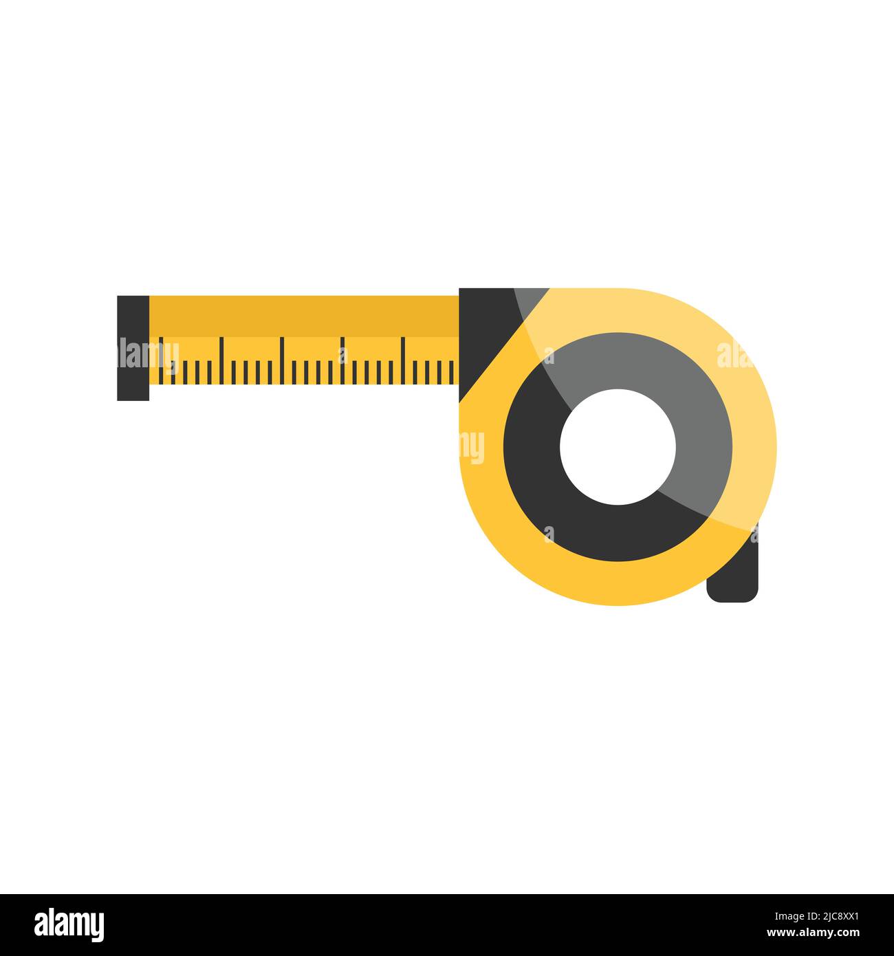 Icône de ruban de mesure de style plat. Mesurer l'illustration vectorielle de l'équipement sur un arrière-plan isolé. Concept commercial de signe de yardstick. Illustration de Vecteur