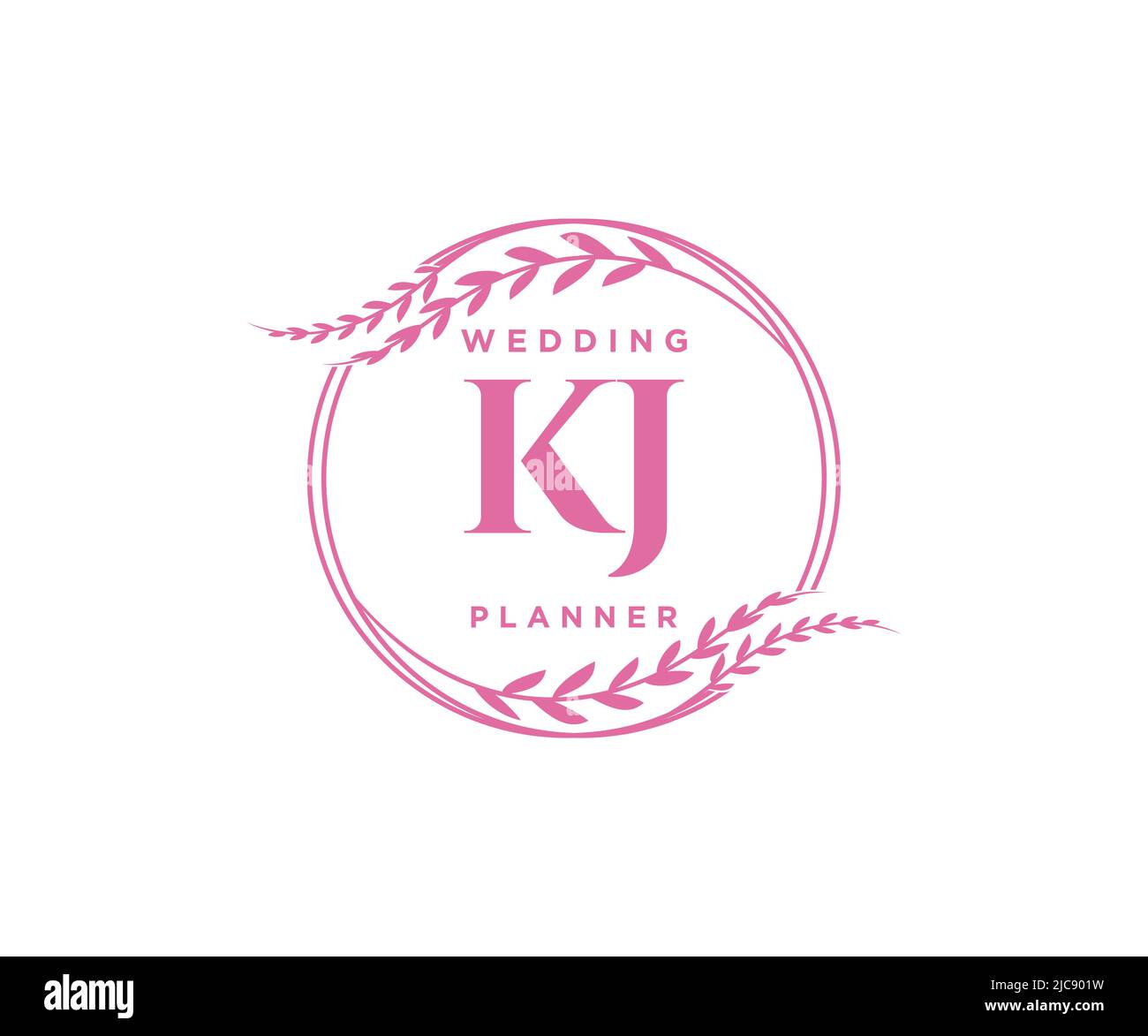 KJ initiales lettre mariage monogramme logos collection, dessin à la main moderne minimaliste et modèles floraux pour cartes d'invitation, Save the Date, élégant Illustration de Vecteur